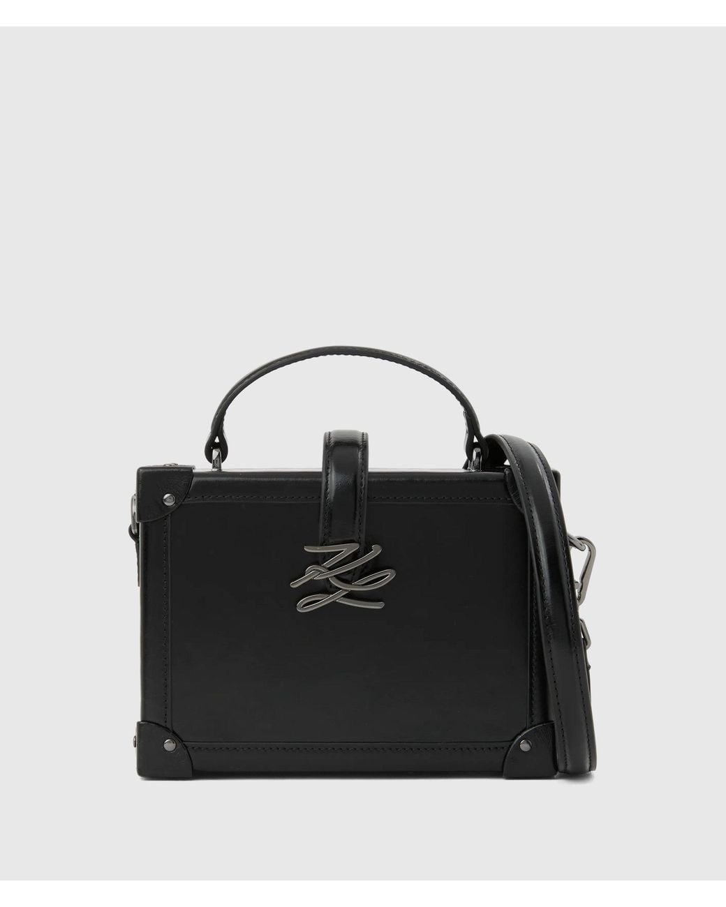 Karl Lagerfeld Black K/Autograph Drop Small Leather Trunk Bag