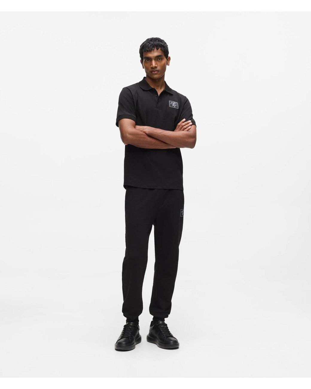 Karl Lagerfeld Black From Paris With Love Polo Shirt for men