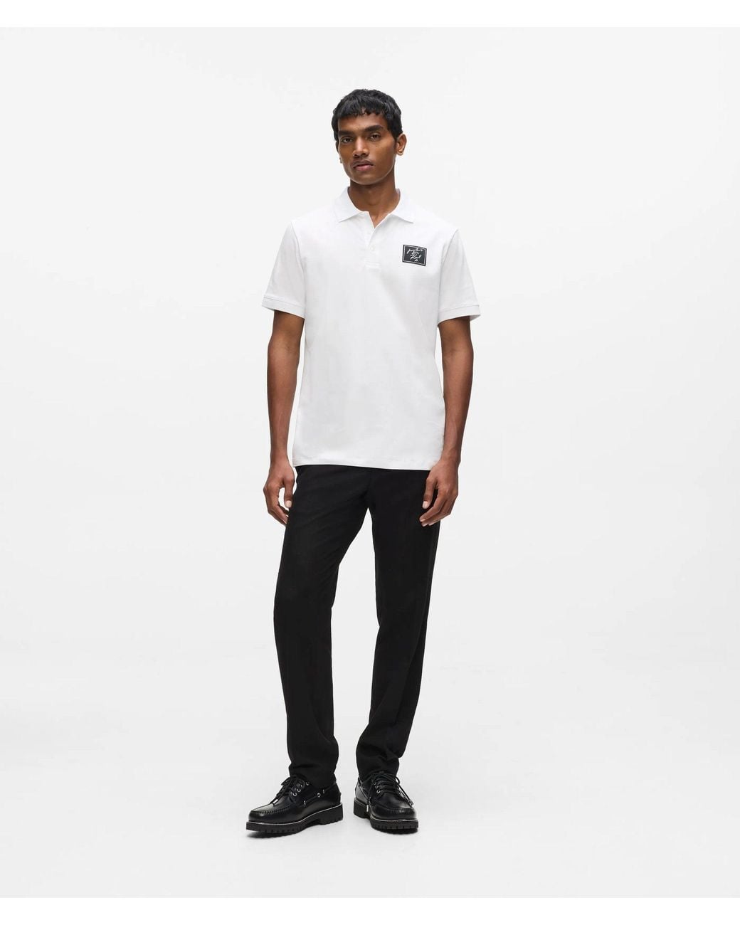 Karl Lagerfeld White From Paris With Love Polo Shirt for men