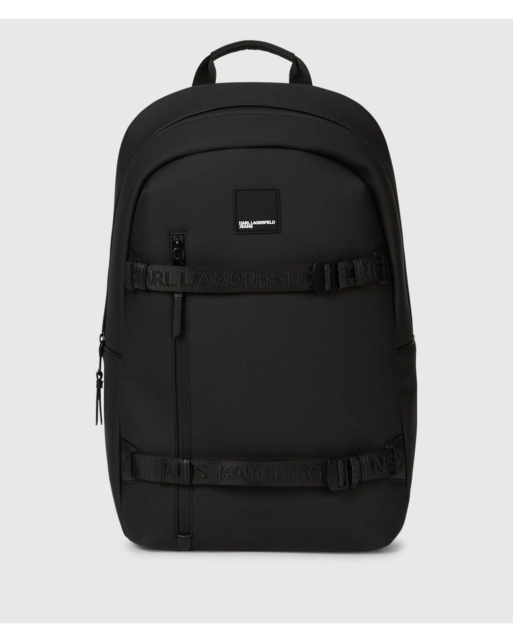 KL Jeans Black Coated Technical-Leather Backpack for men