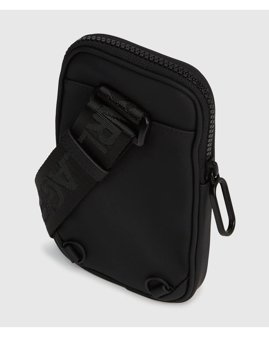 KL Jeans Black Coated Karl Quote Phone Pouch for men