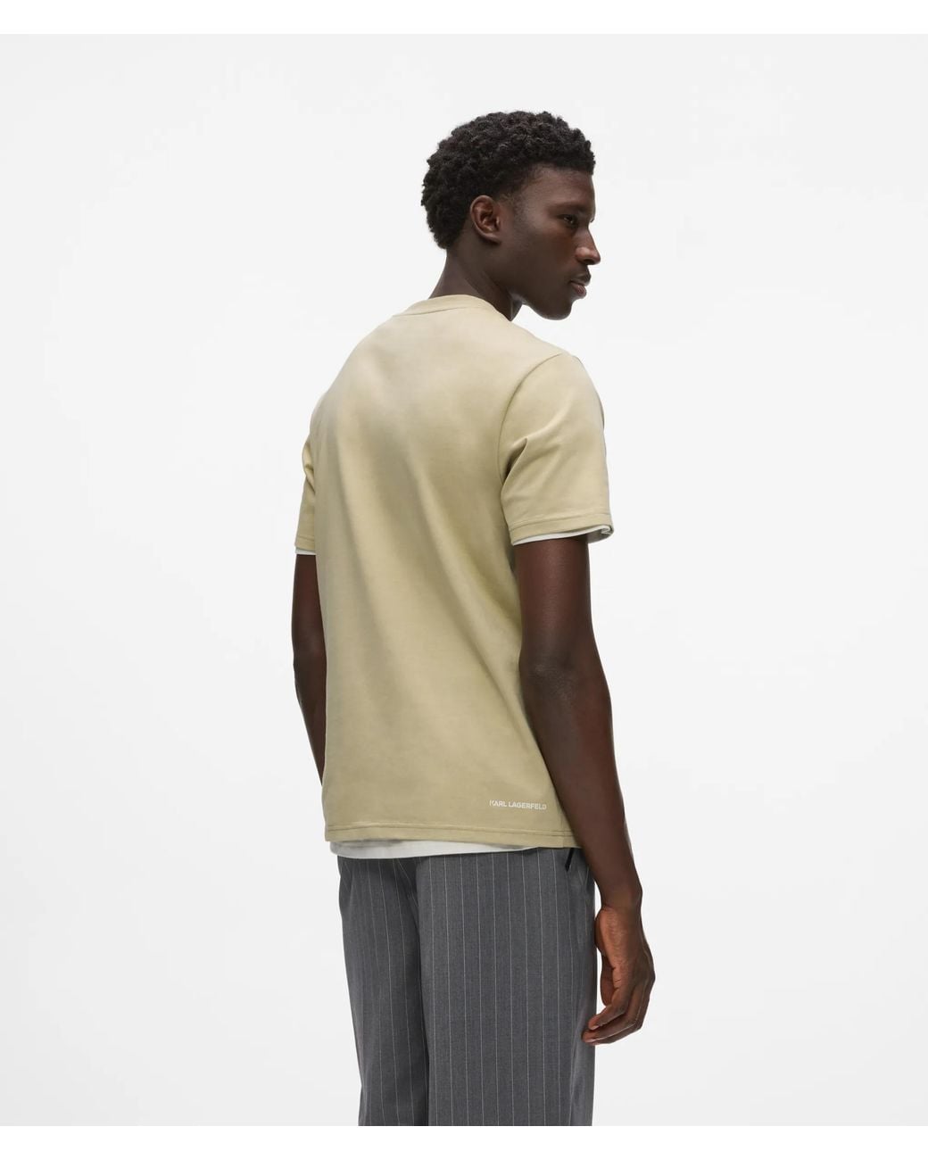 Karl Lagerfeld Natural Ikon Stripe Pocket T-Shirt for men