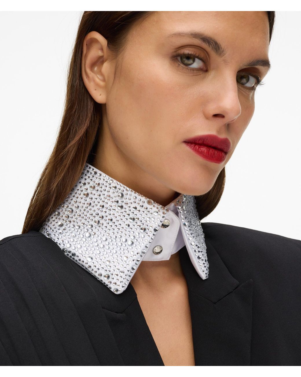 Karl Lagerfeld White Rhinestone Collar Handpicked By Hun Kim