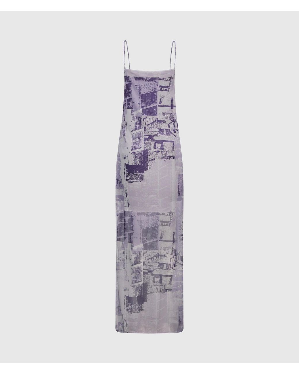 KL Jeans Purple Cityscape Mesh Maxi Dress