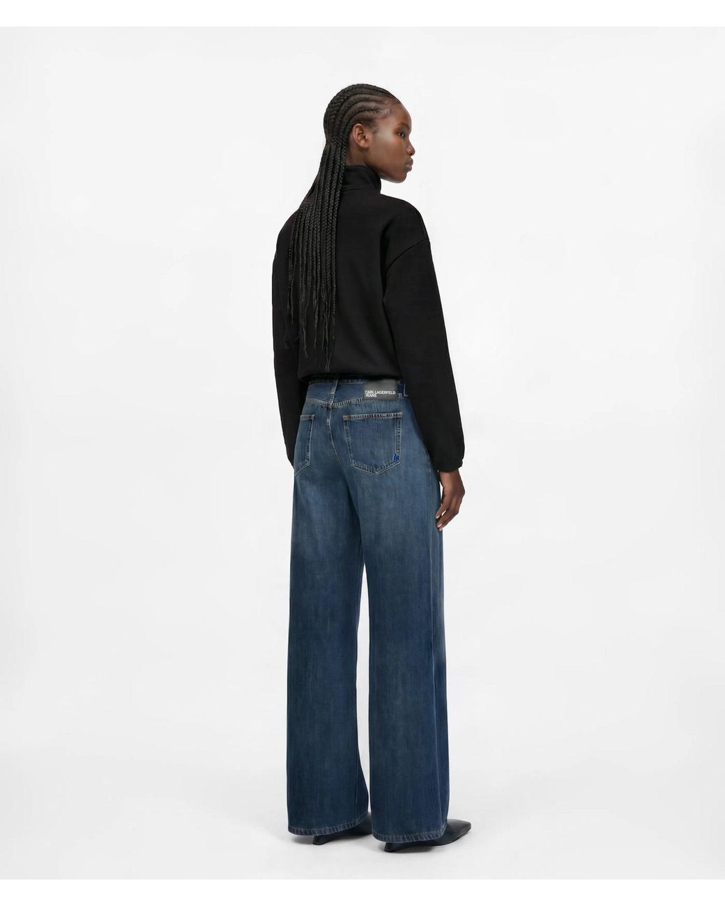 KL Jeans Blue Washed Low-Rise Wide-Leg Jeans