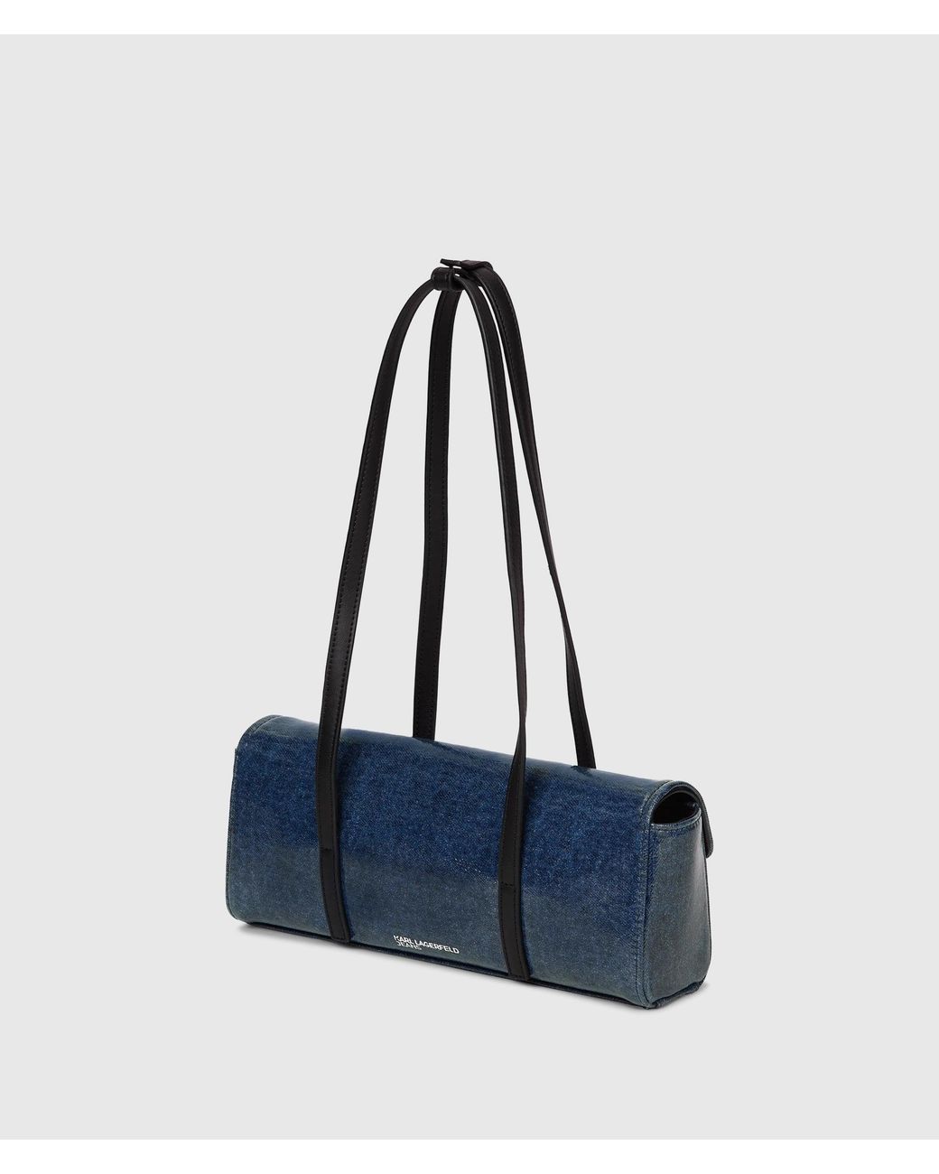 KL Jeans Blue K Logo Denim Elongated Shoulder Bag