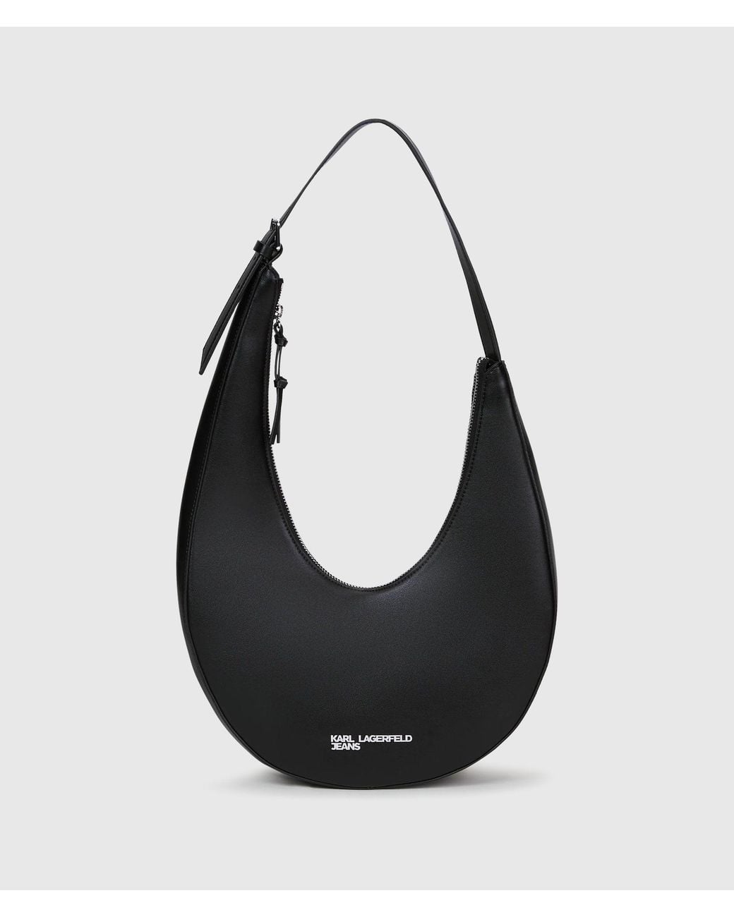 KL Jeans Black Rounded Leather Hobo Bag