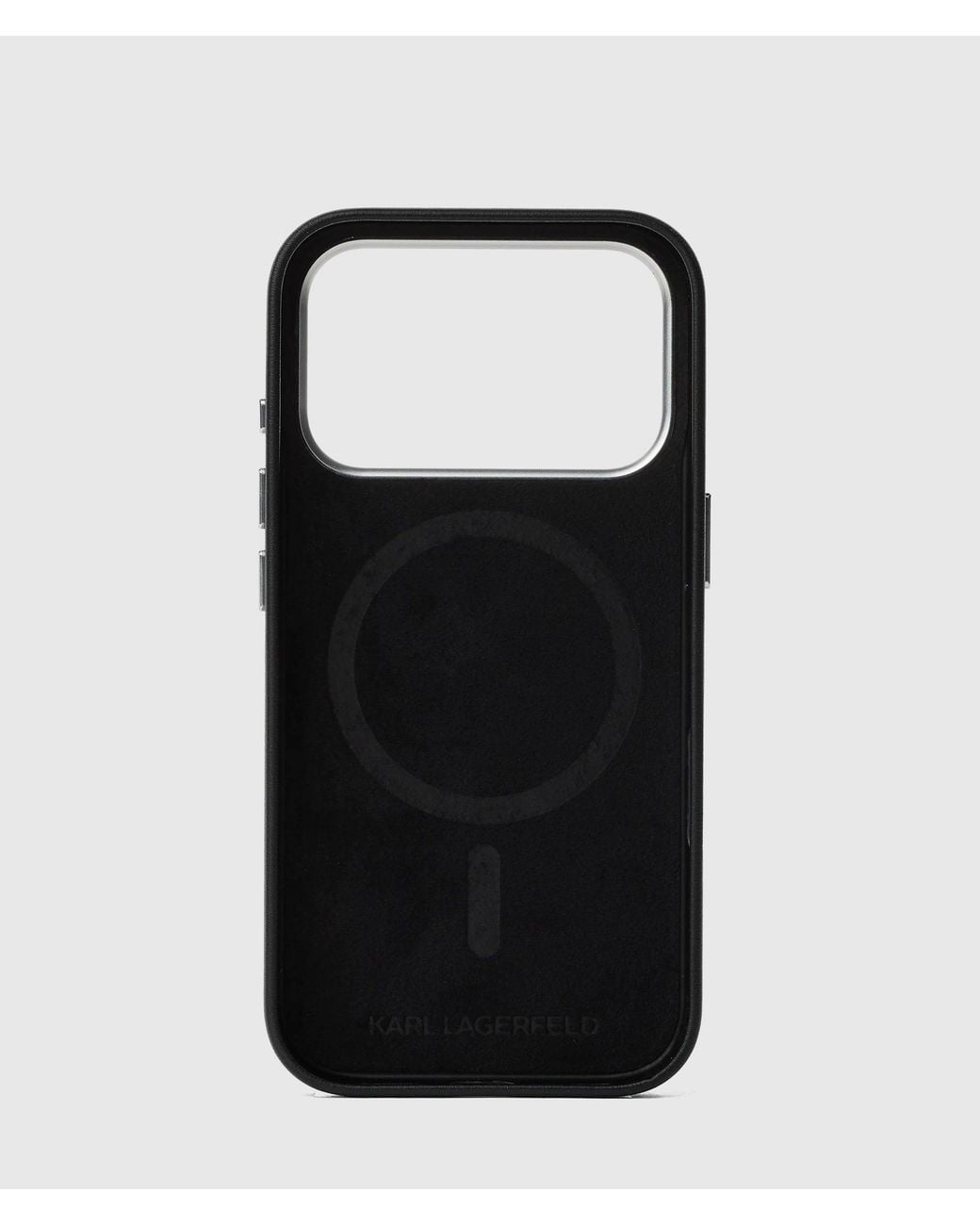 Karl Lagerfeld Black Ikon Technical Leather Iphone 17 Pro Case for men