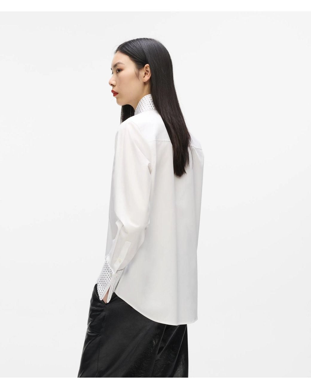 Karl Lagerfeld White Rhinestone Buttoned Shirt
