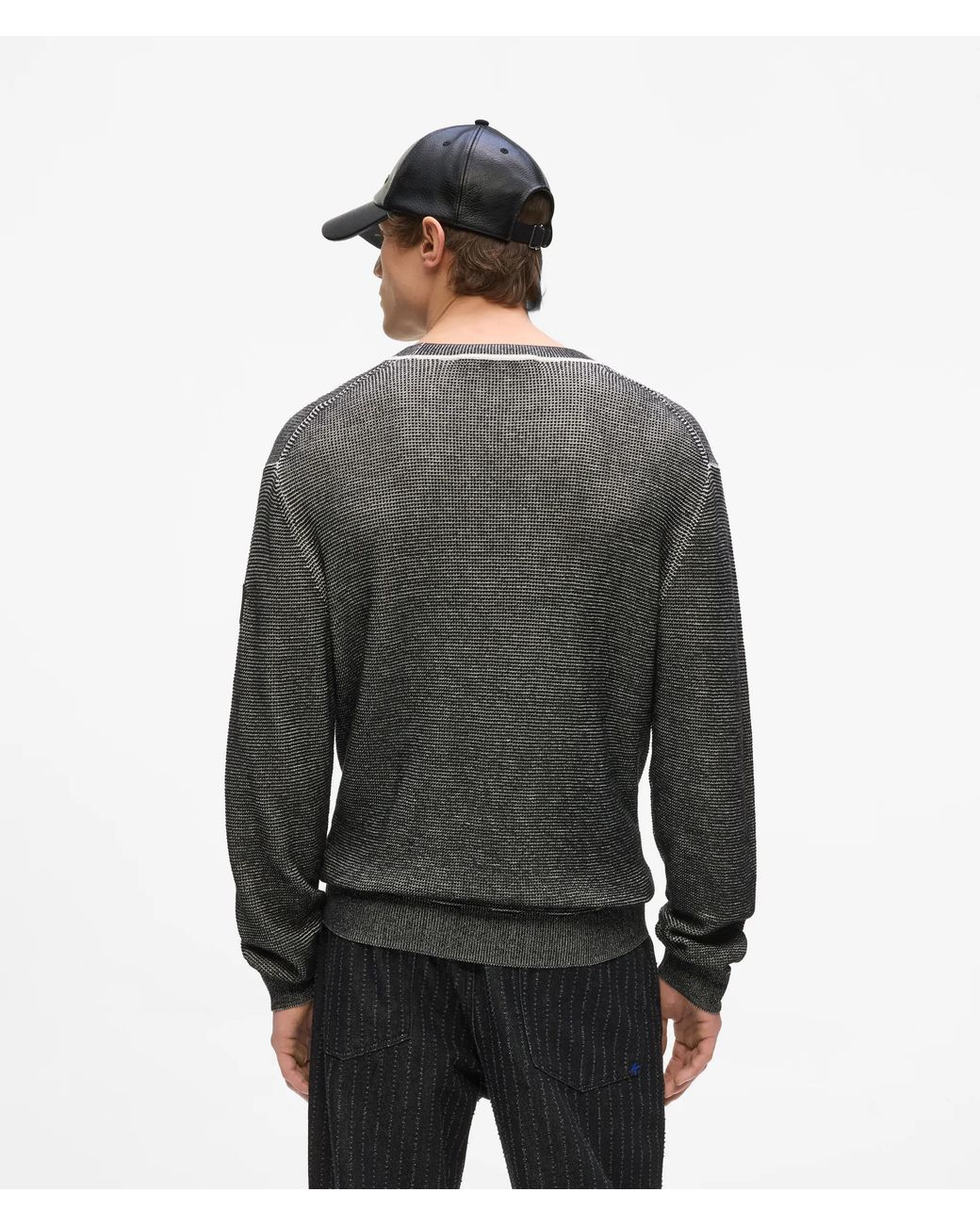 KL Jeans Gray Waffle Knit Sweater for men