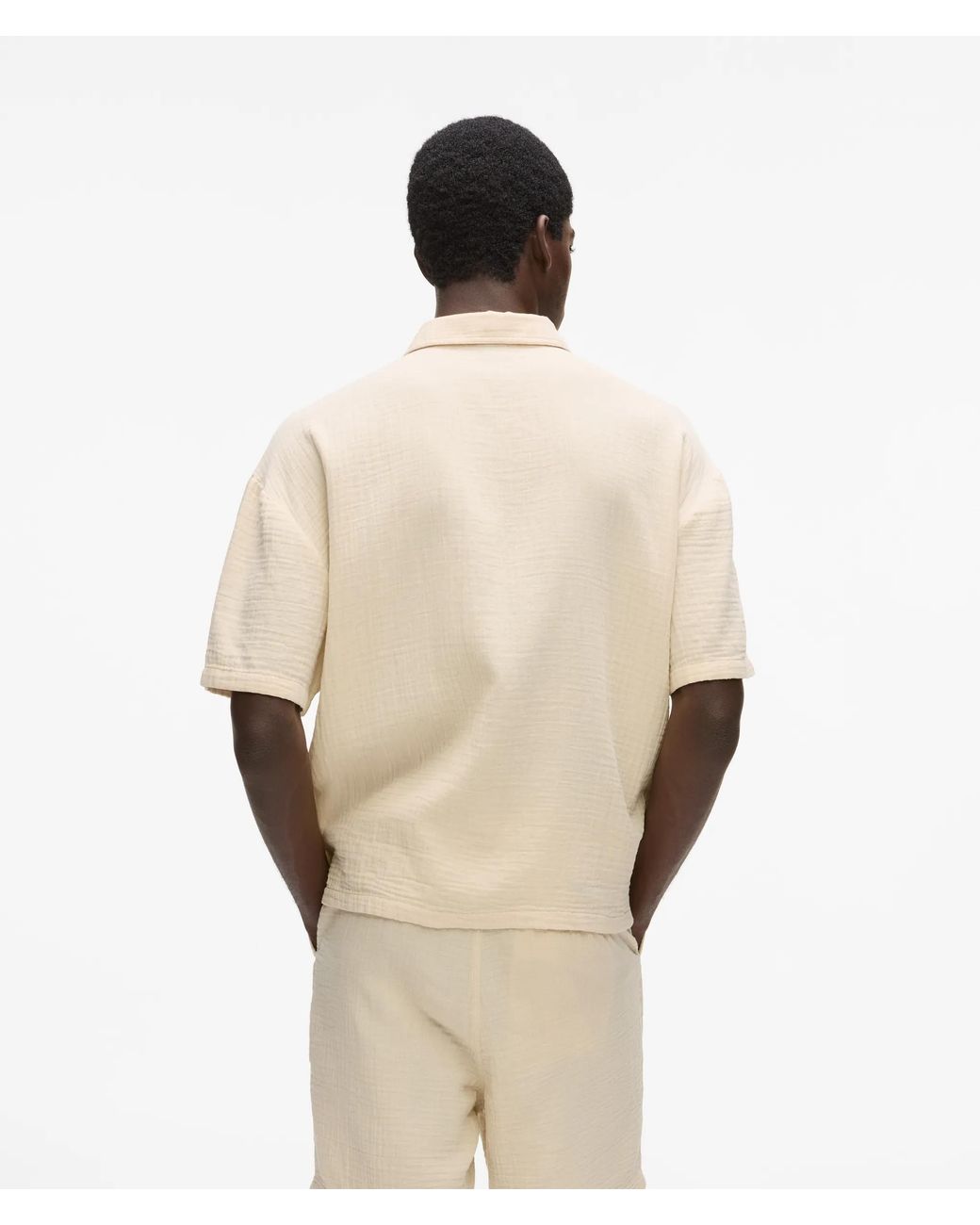 KL Jeans Natural Short-Sleeved Crinkled Shirt for men