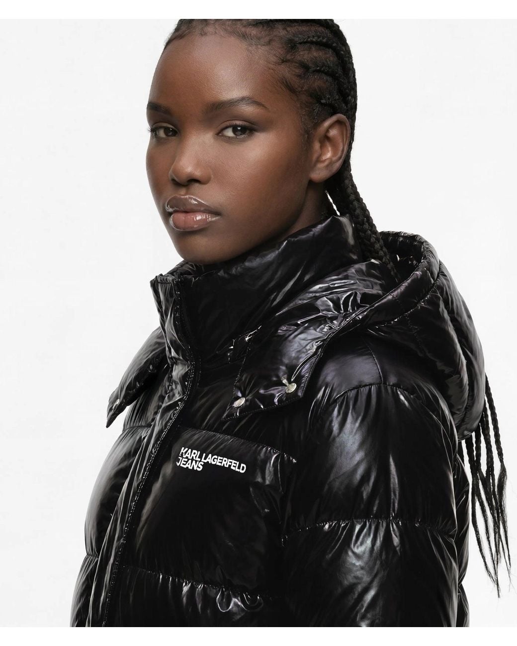 KL Jeans Black Long Shiny Puffer Jacket