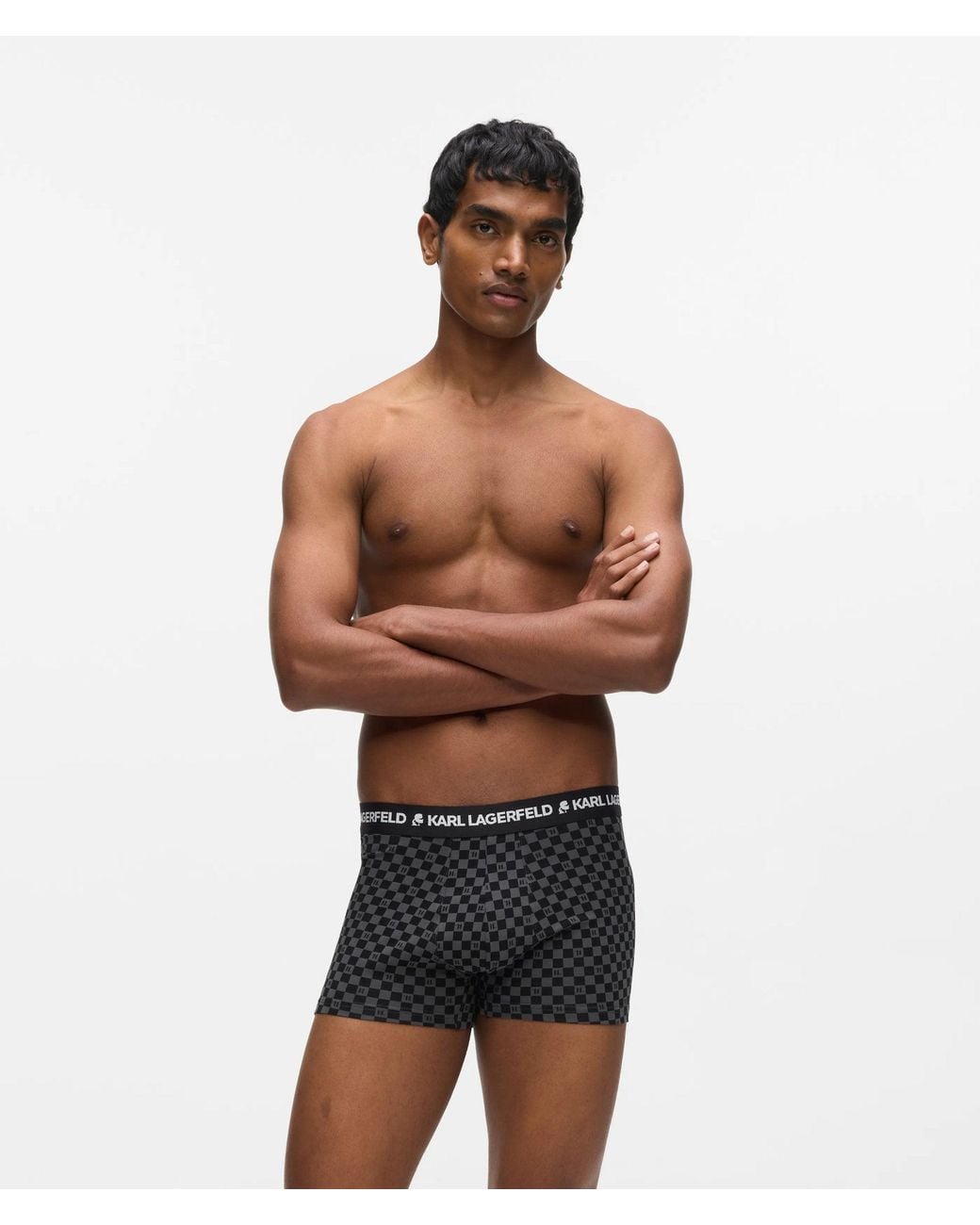 Karl Lagerfeld Black Monogram Trunks for men