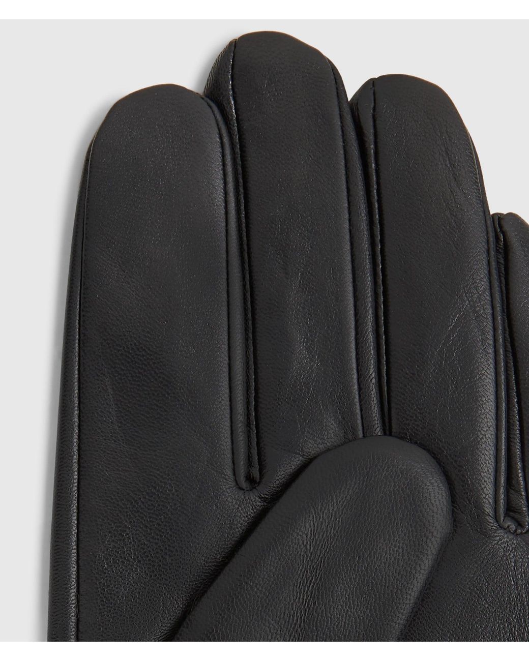 KL Jeans Black K Logo Leather Gloves for men