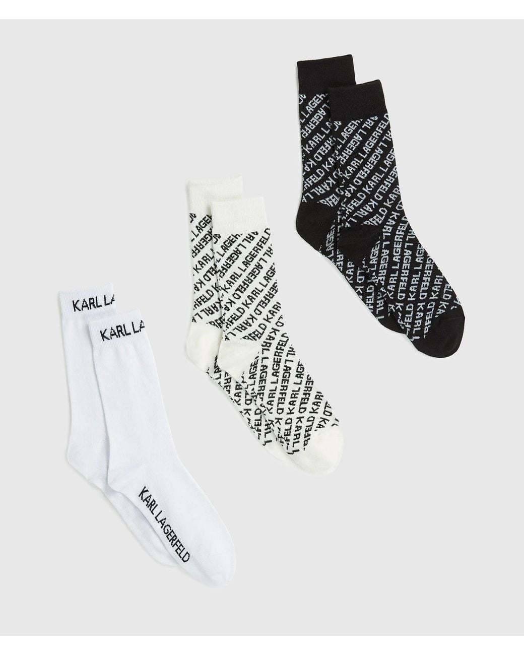 Karl Lagerfeld Metallic All-Over Logo Socks – 3-Pack, Multicoloured