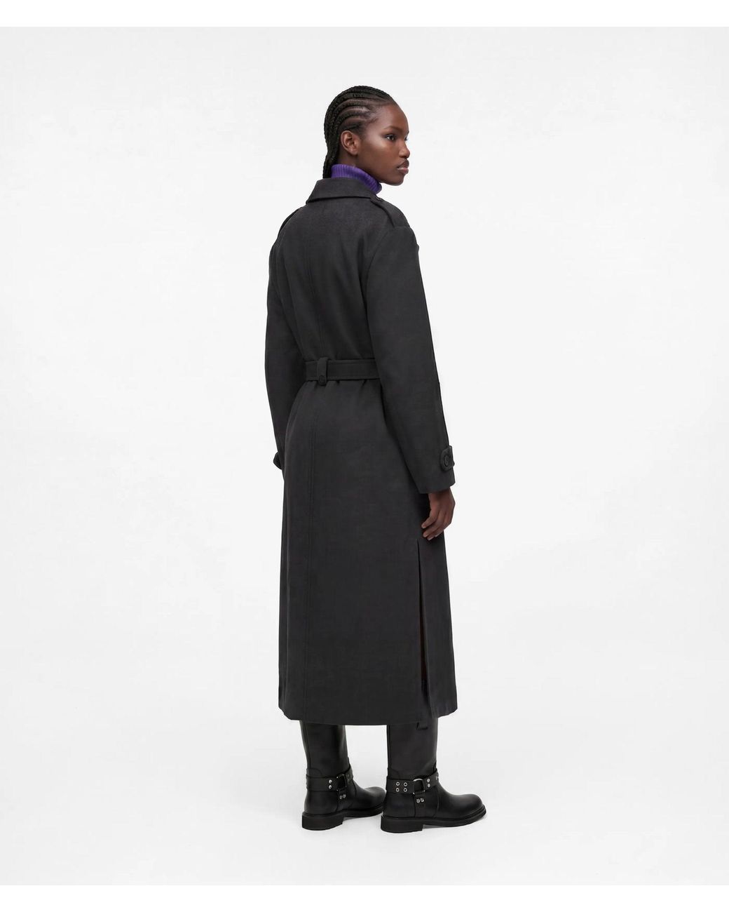 KL Jeans Black Wool-Blend Wrap Coat