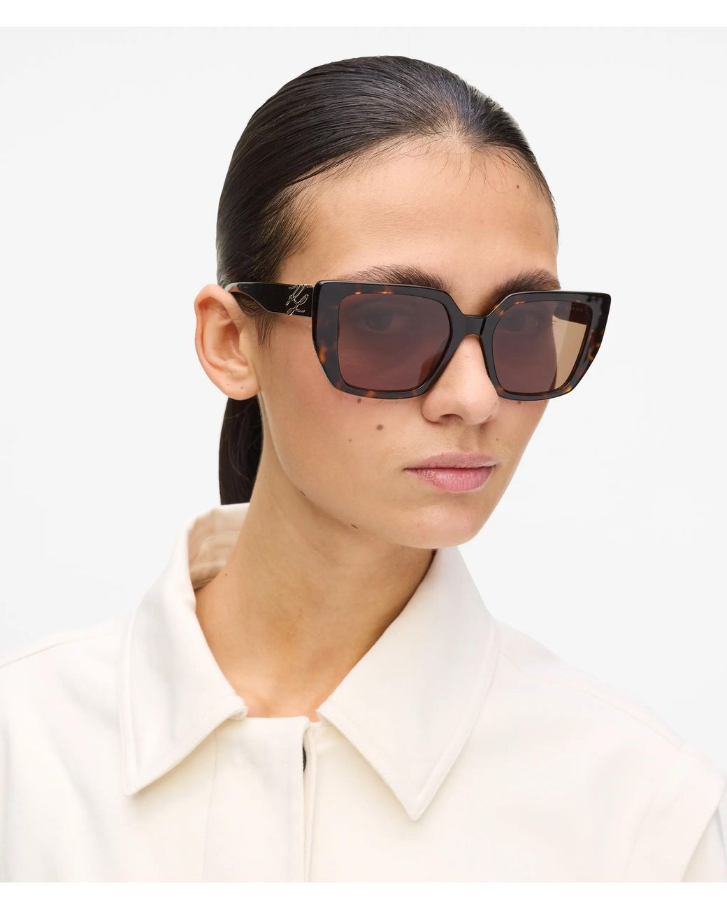 Karl Lagerfeld Natural Autograph Chunky Sunglasses