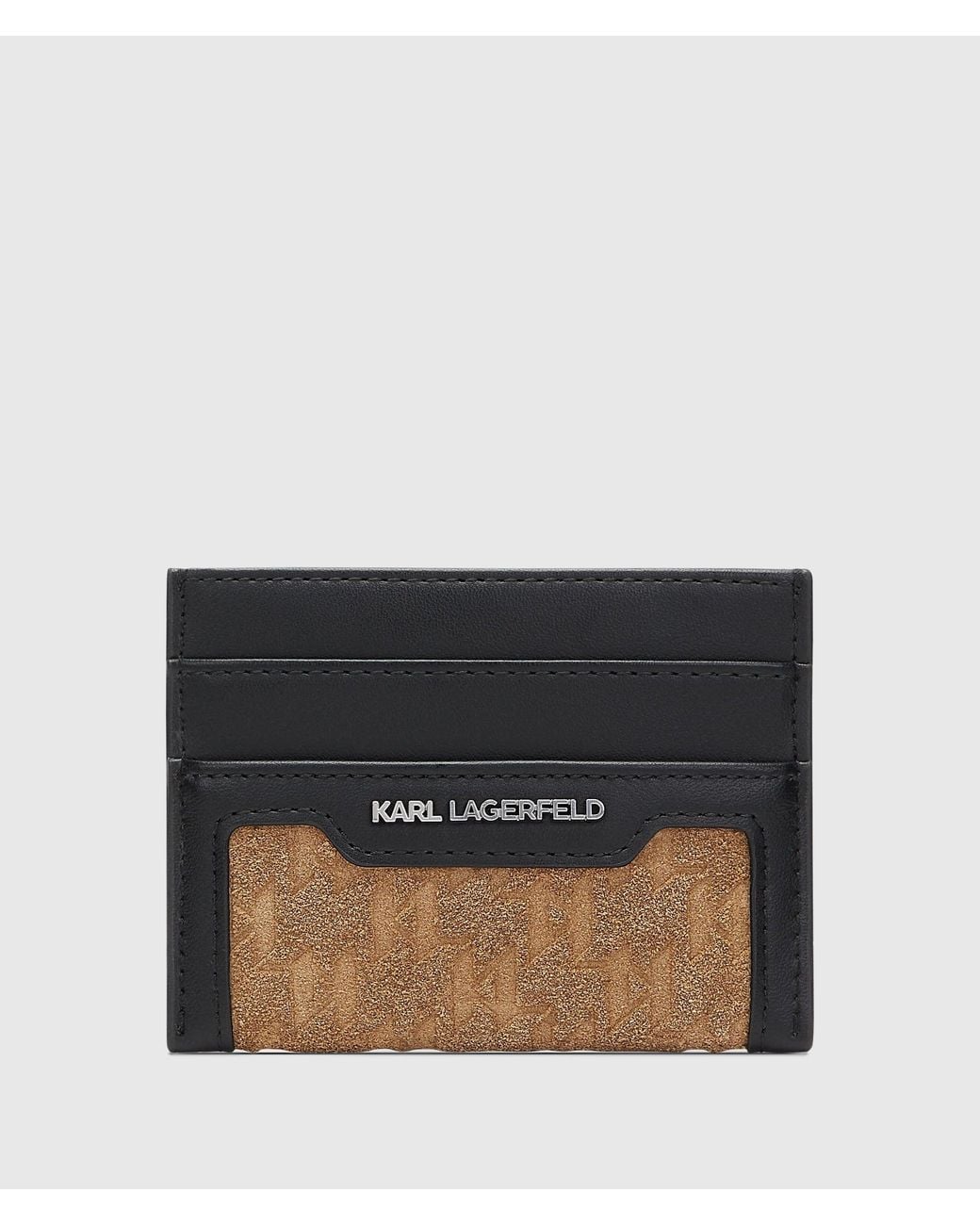 Karl Lagerfeld Black K/Monogram Suede Cardholder for men