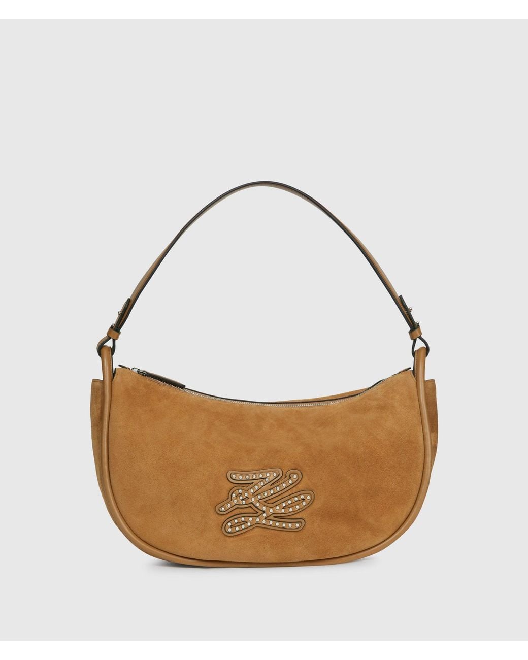 Karl Lagerfeld White K/Autograph Patch Moon Shoulder Bag