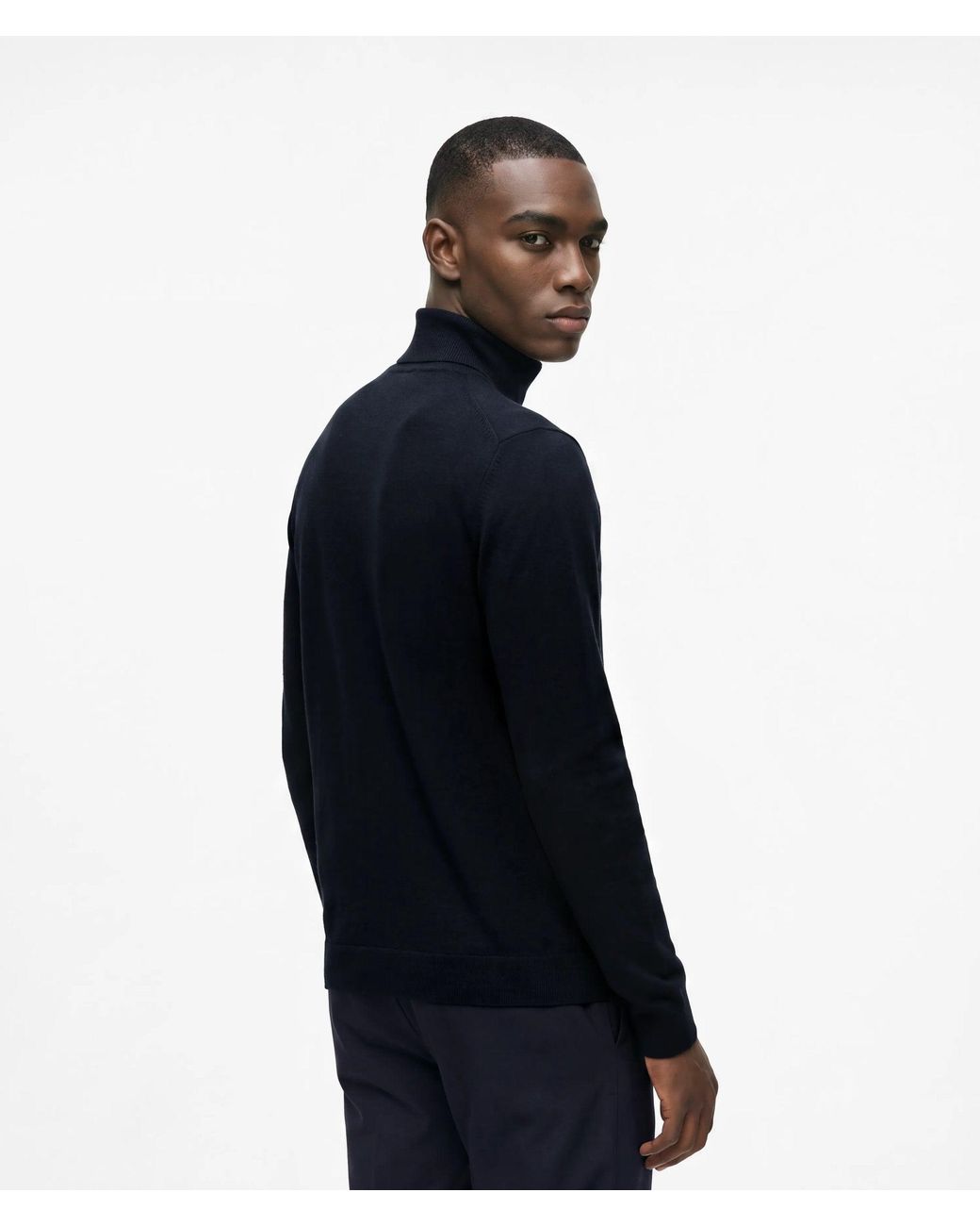 Karl Lagerfeld Blue Wool Turtleneck Sweater for men