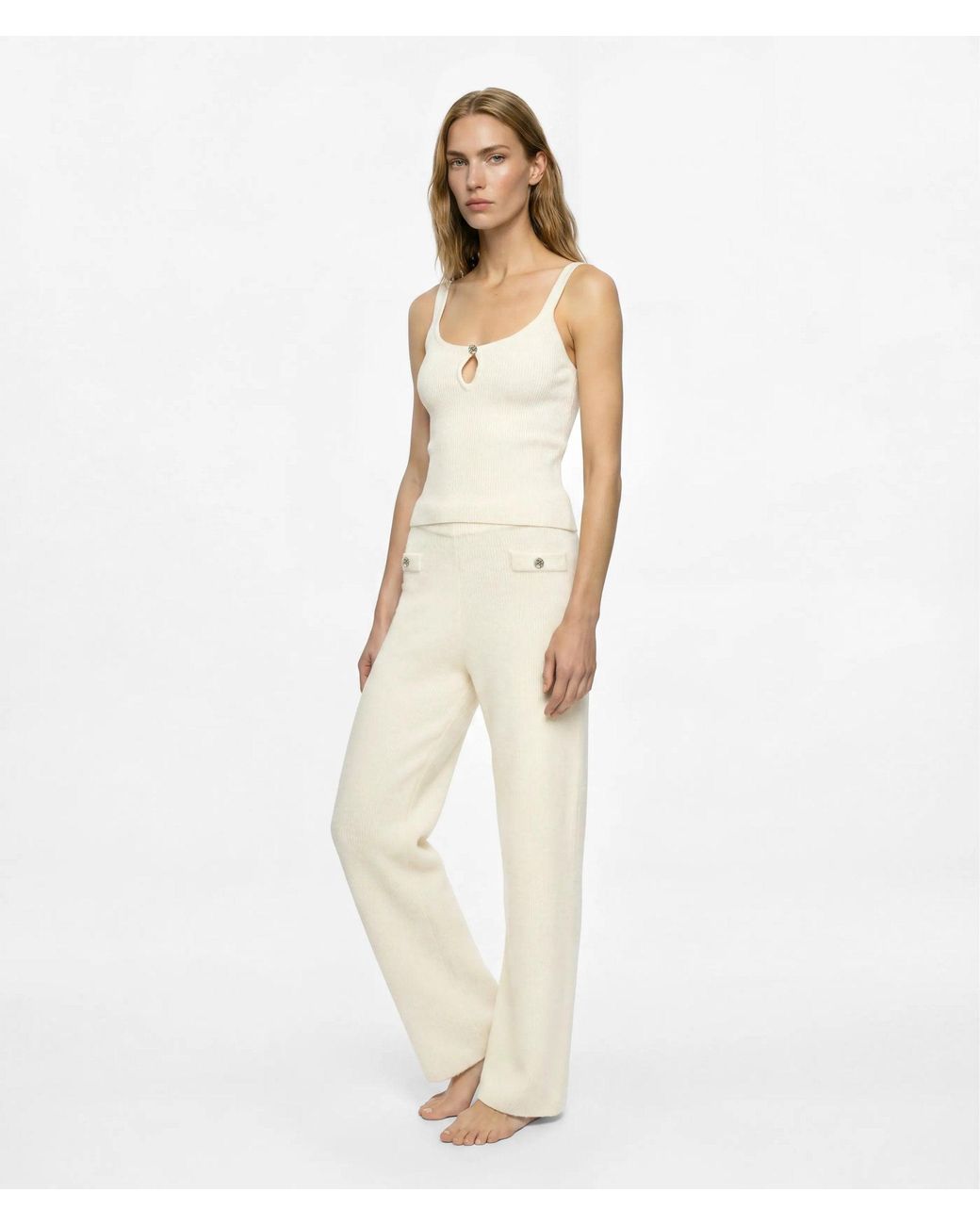 Karl Lagerfeld White Fluffy Loungewear Trousers