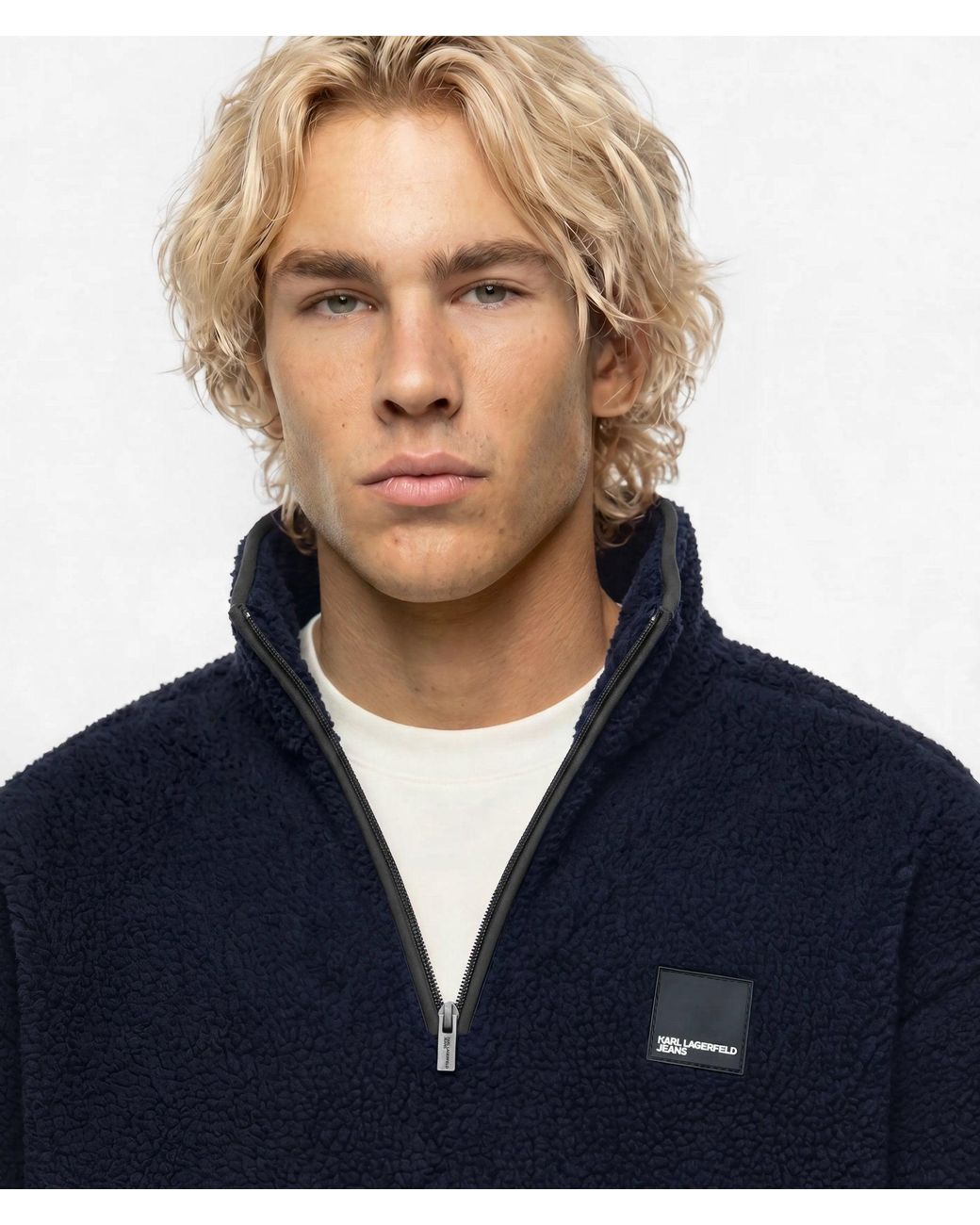 KL Jeans Blue Half-Zip Fleece Sweatshirt for men