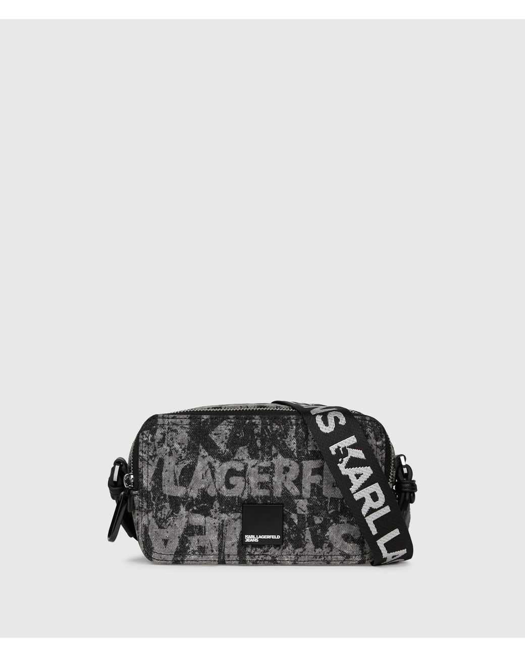 KL Jeans Black Denim Graphic Print Camera Bag
