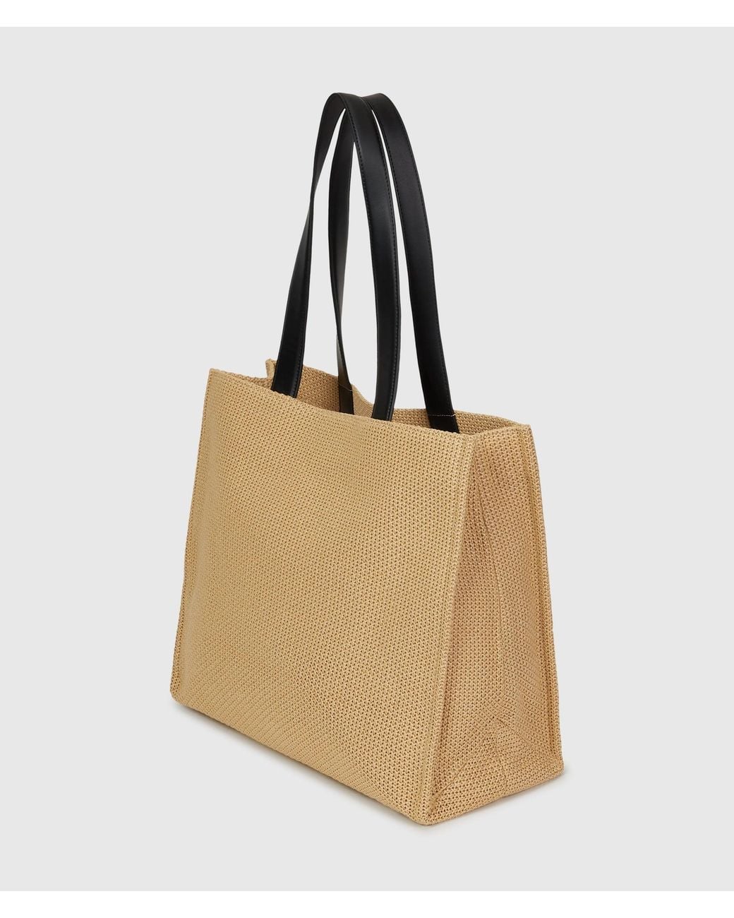 Karl Lagerfeld Natural Logo Large Square Woven Beach Bag