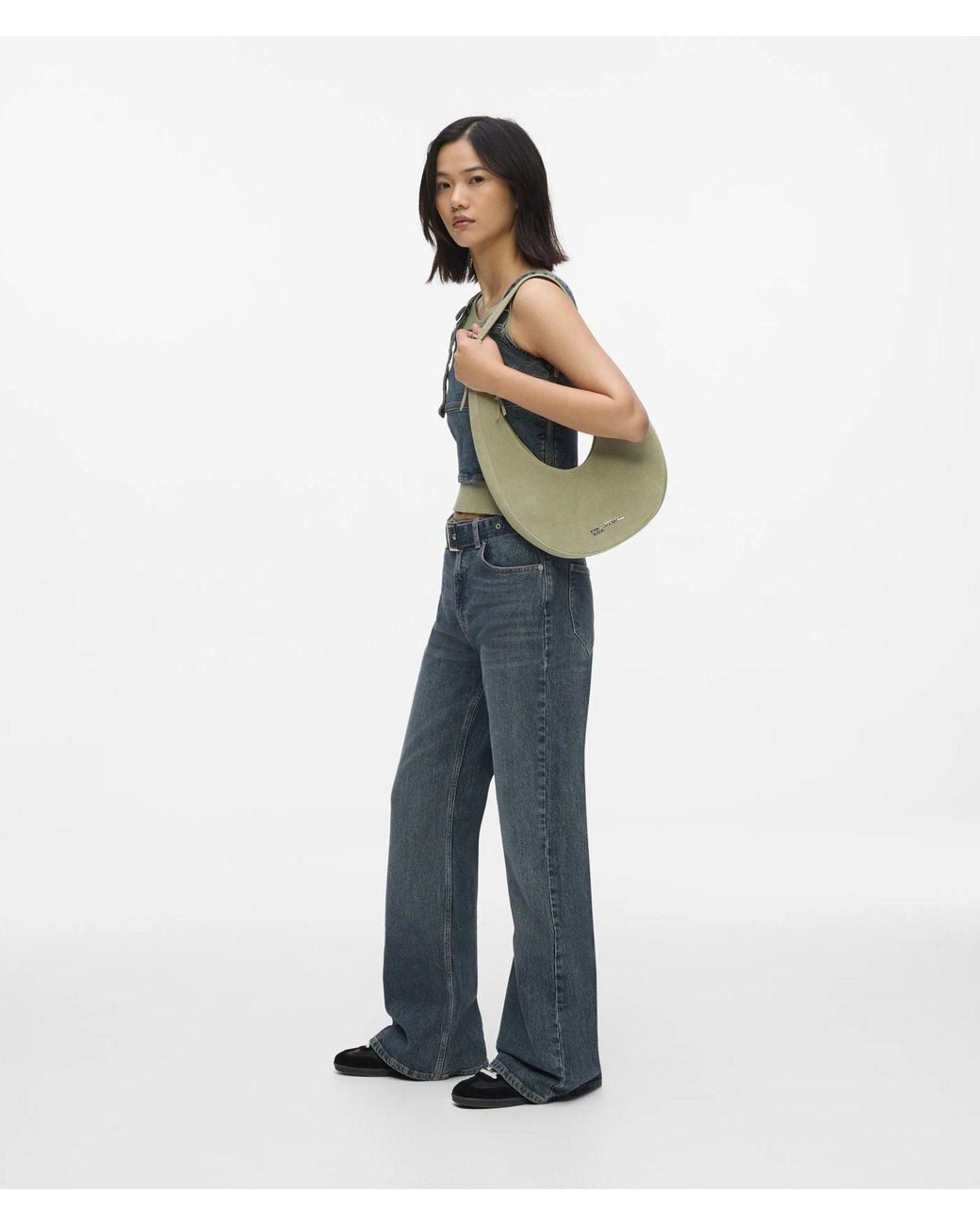KL Jeans Green Rounded Suede Hobo Bag