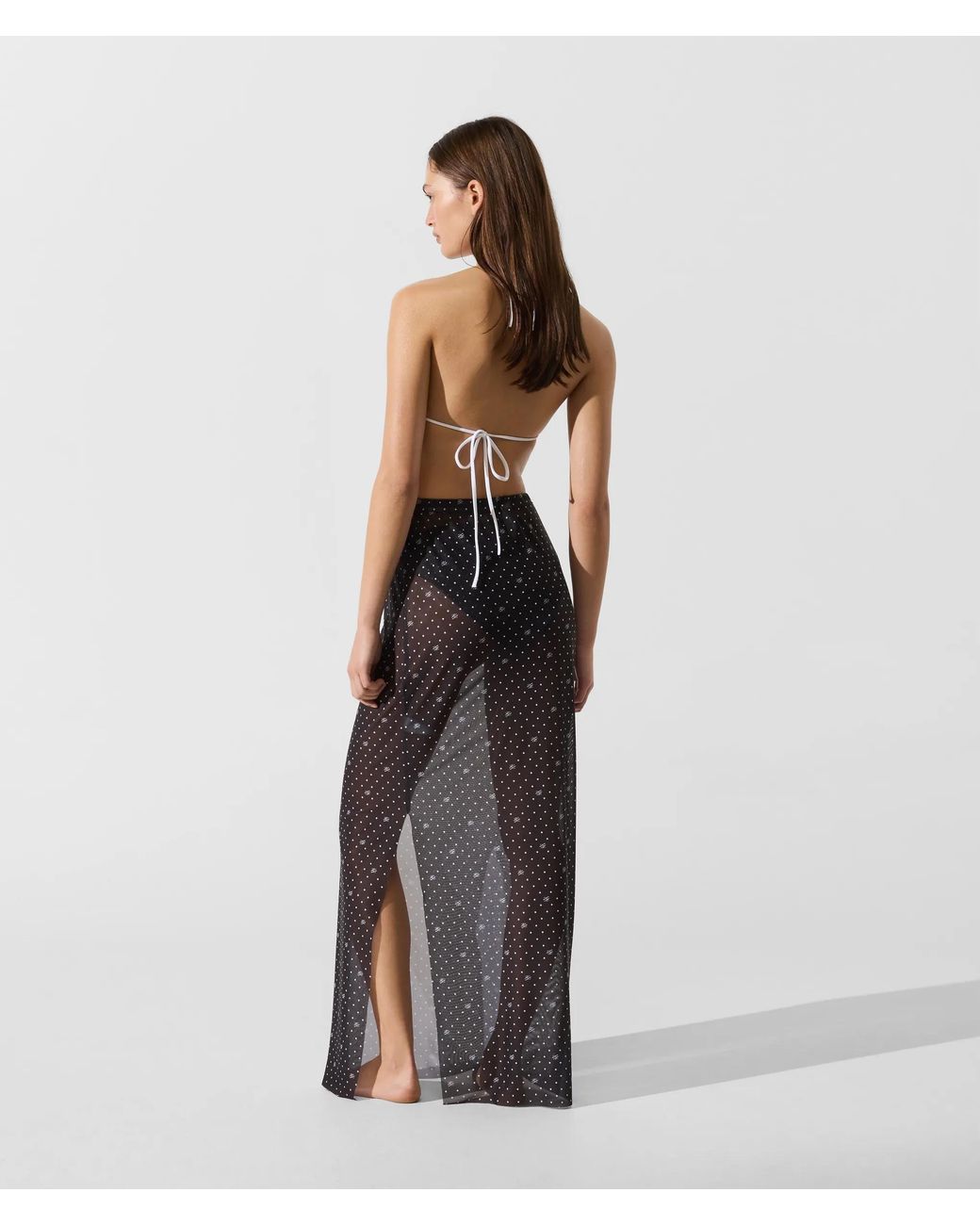 Karl Lagerfeld Gray Polka Dot Mesh Pareo