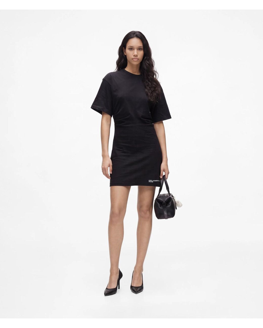 KL Jeans Black Gathered T-Shirt Dress