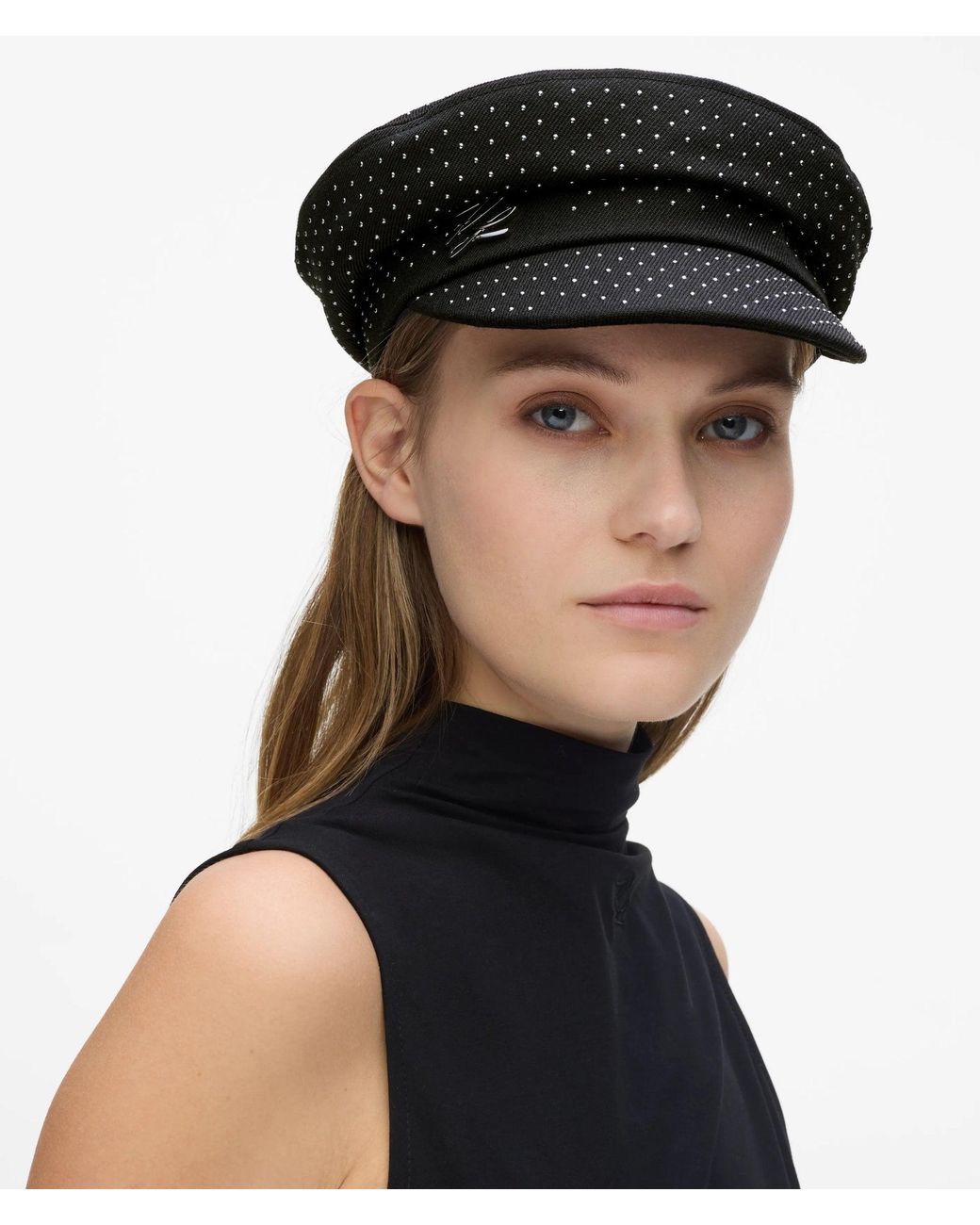 Karl Lagerfeld Black K/Autograph Studded Captain Cap
