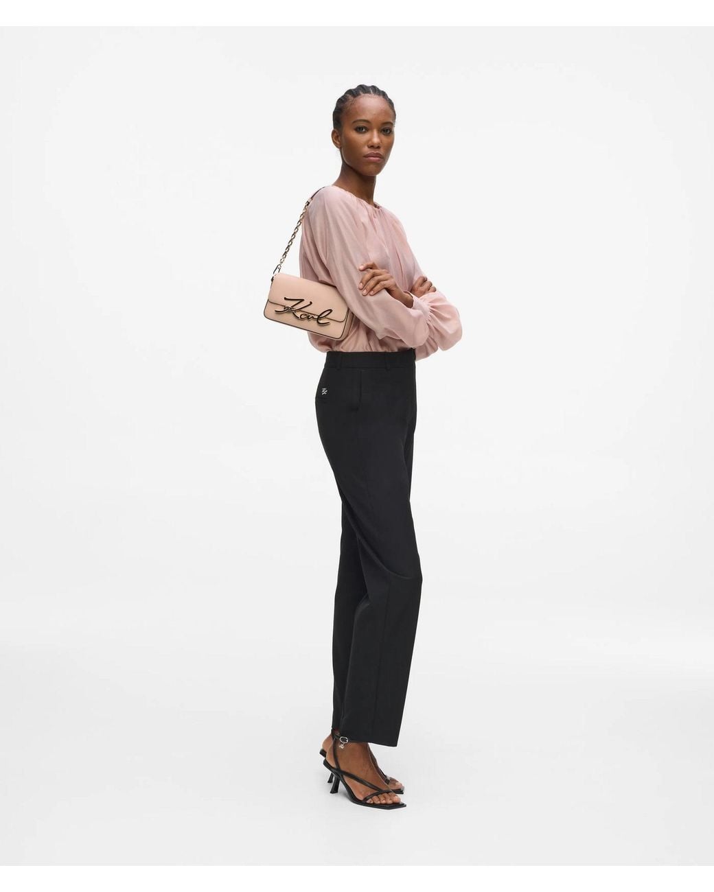 Karl Lagerfeld Natural K/Signature Small Chain Shoulder Bag