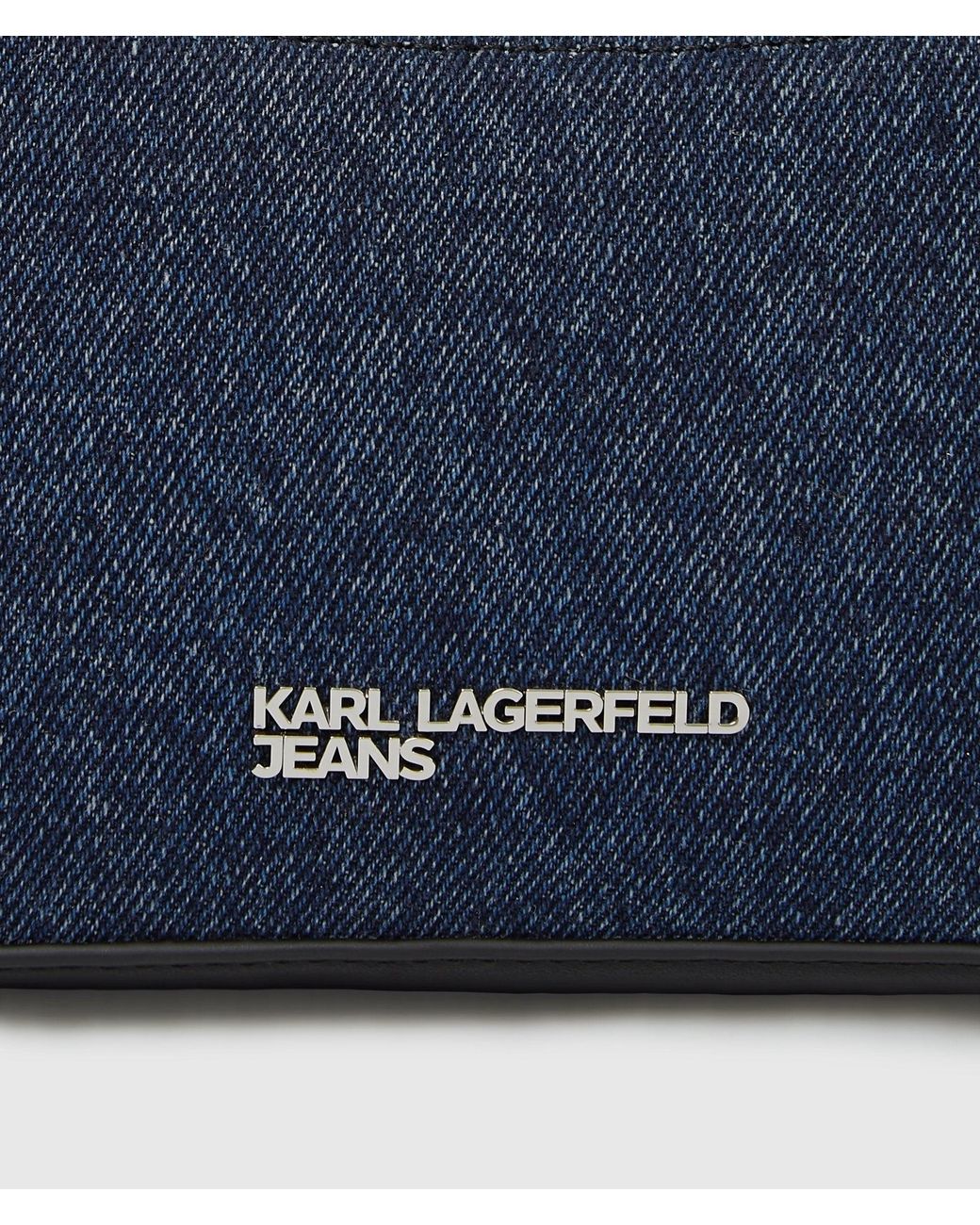 KL Jeans Blue Rebel Denim And Faux-Leather Shoulder Bag