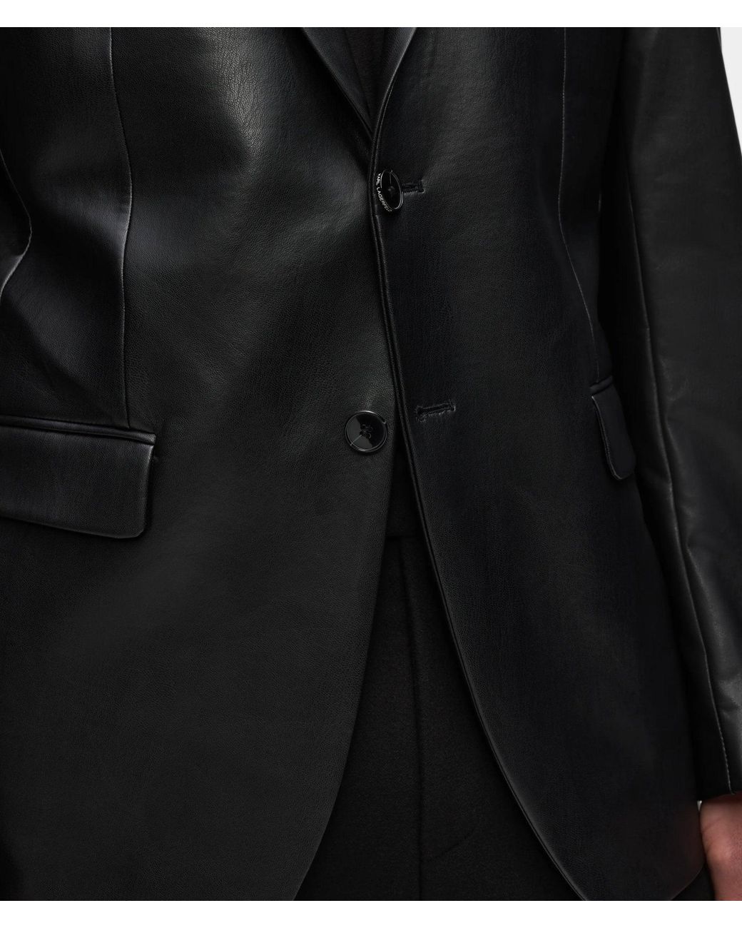 Karl Lagerfeld Black Slim-Fit Faux-Leather Jacket for men