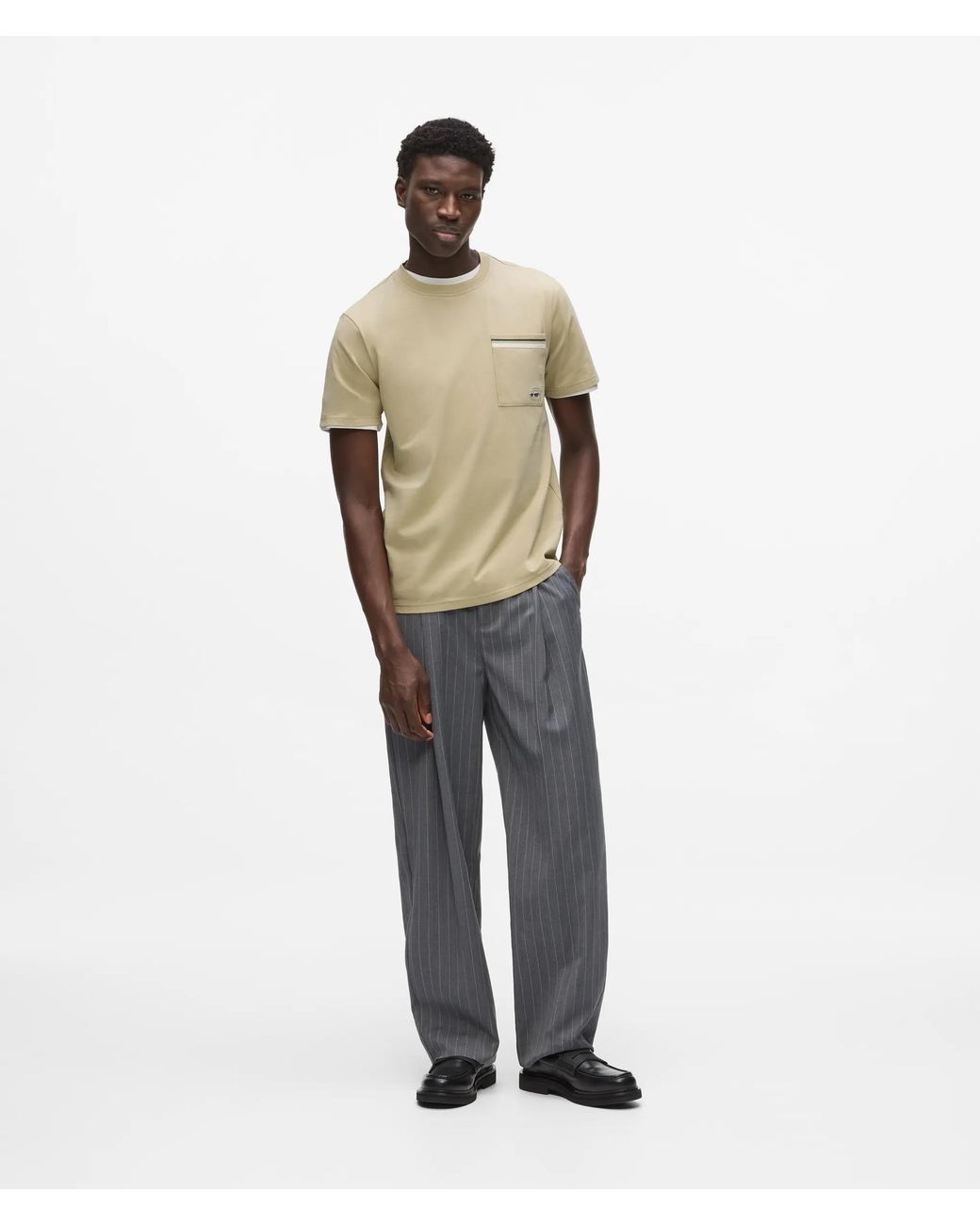 Karl Lagerfeld Natural Ikon Stripe Pocket T-Shirt for men