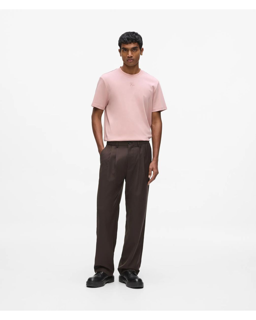 Karl Lagerfeld White Straight-Leg Wool‑Blend Pants for men