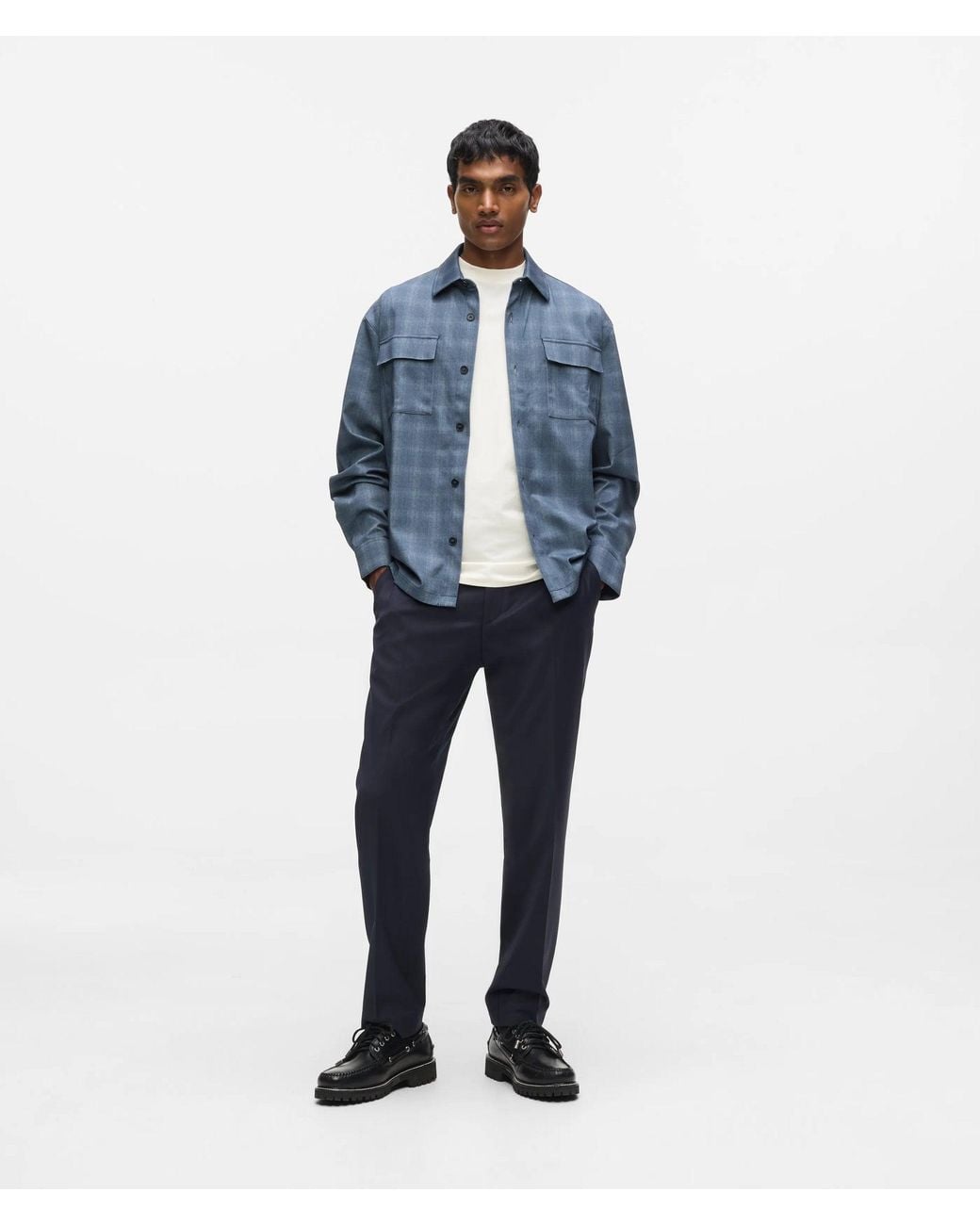 Karl Lagerfeld Blue Casual Checked Shirt for men
