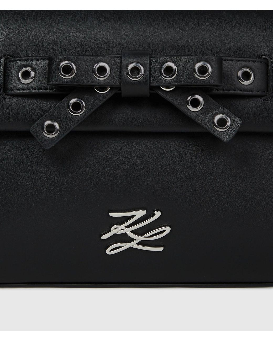 Karl Lagerfeld Black K/Autograph Small Bow Top Handle Bag