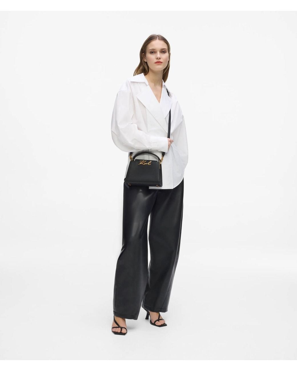 Karl Lagerfeld Black K/Signature Mini Top Handle Bag