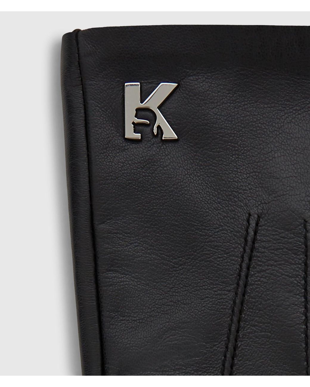 KL Jeans Black K Logo Leather Gloves for men