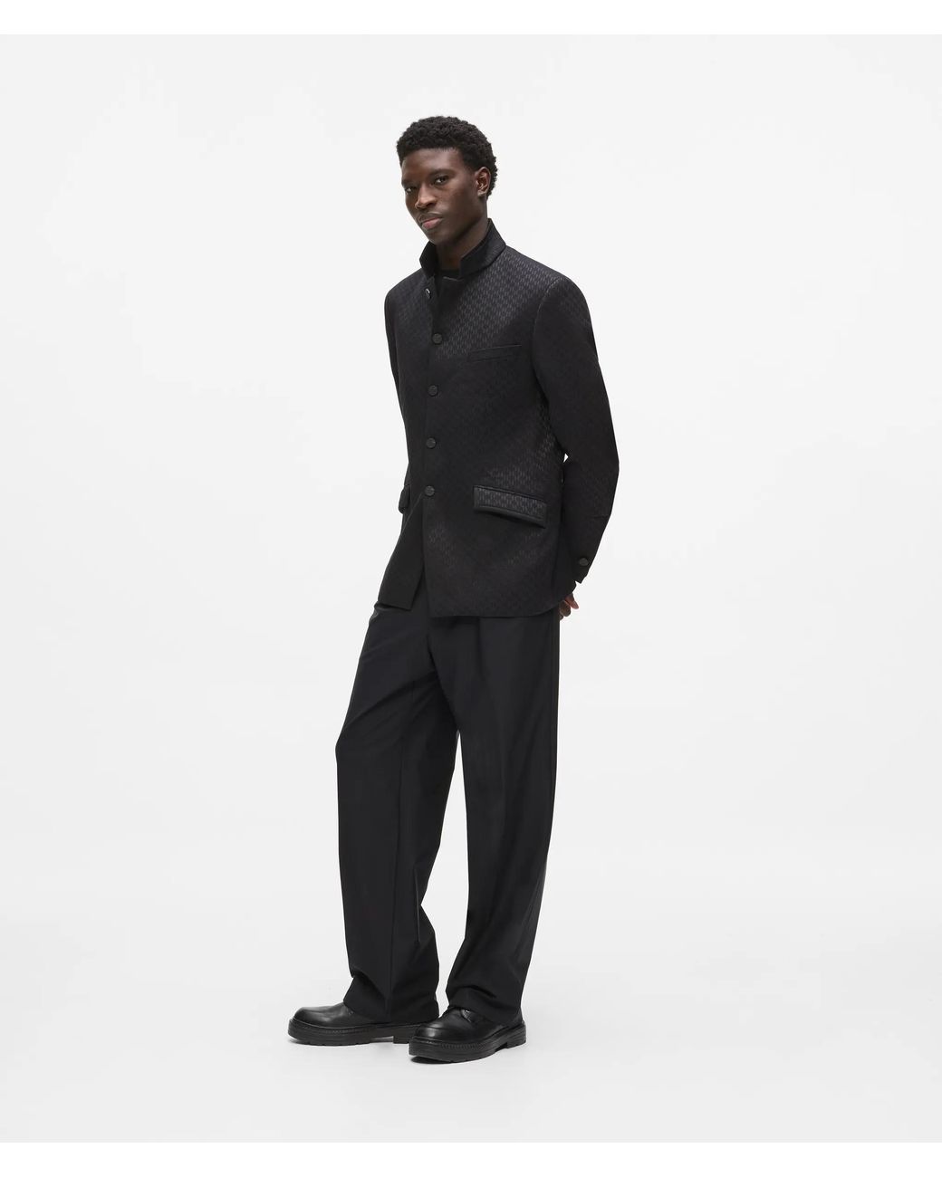 Karl Lagerfeld Black High-Stand-Collar Jacket for men