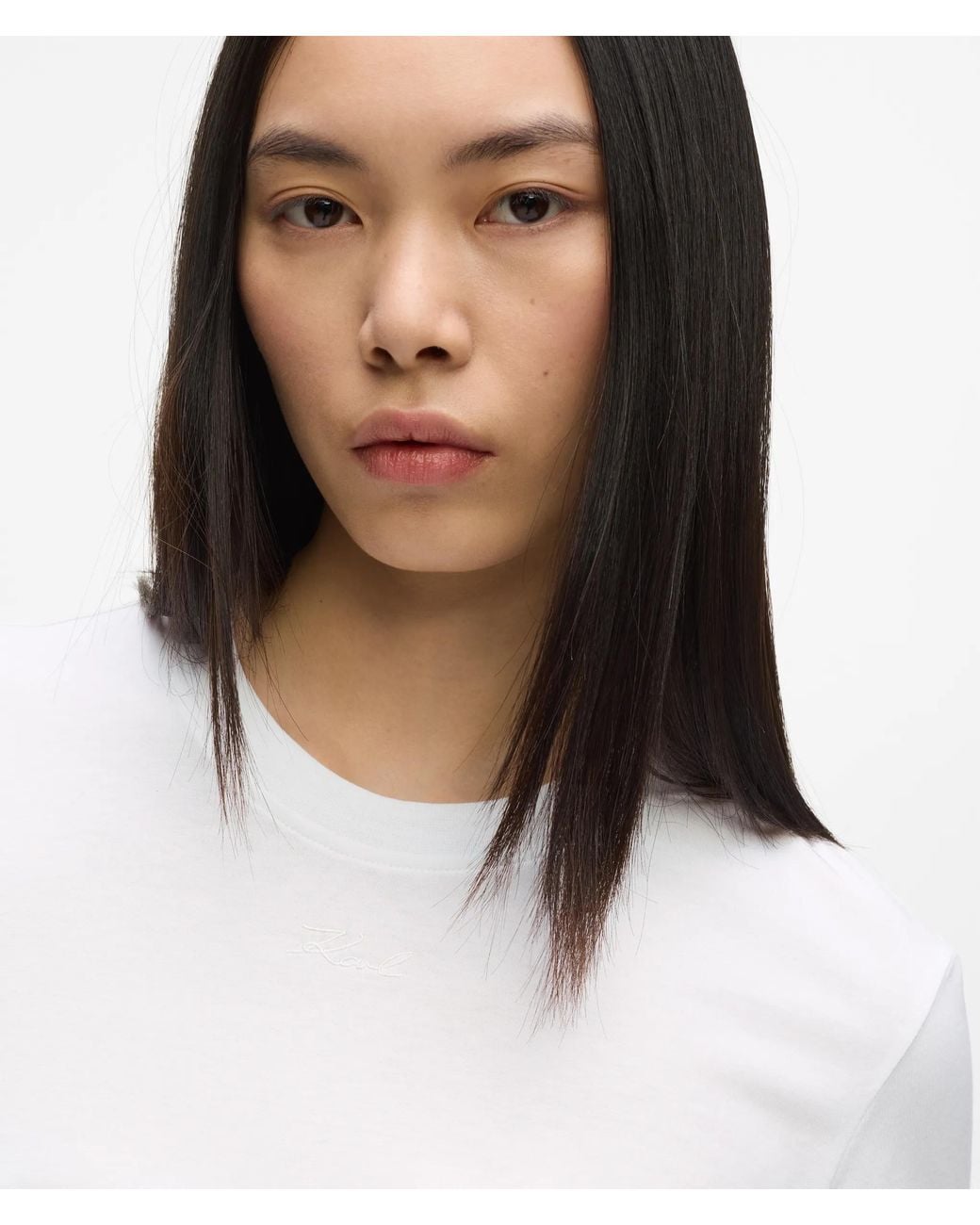 Karl Lagerfeld White Signature Regular-Fit T-Shirt, Damen, Größe
