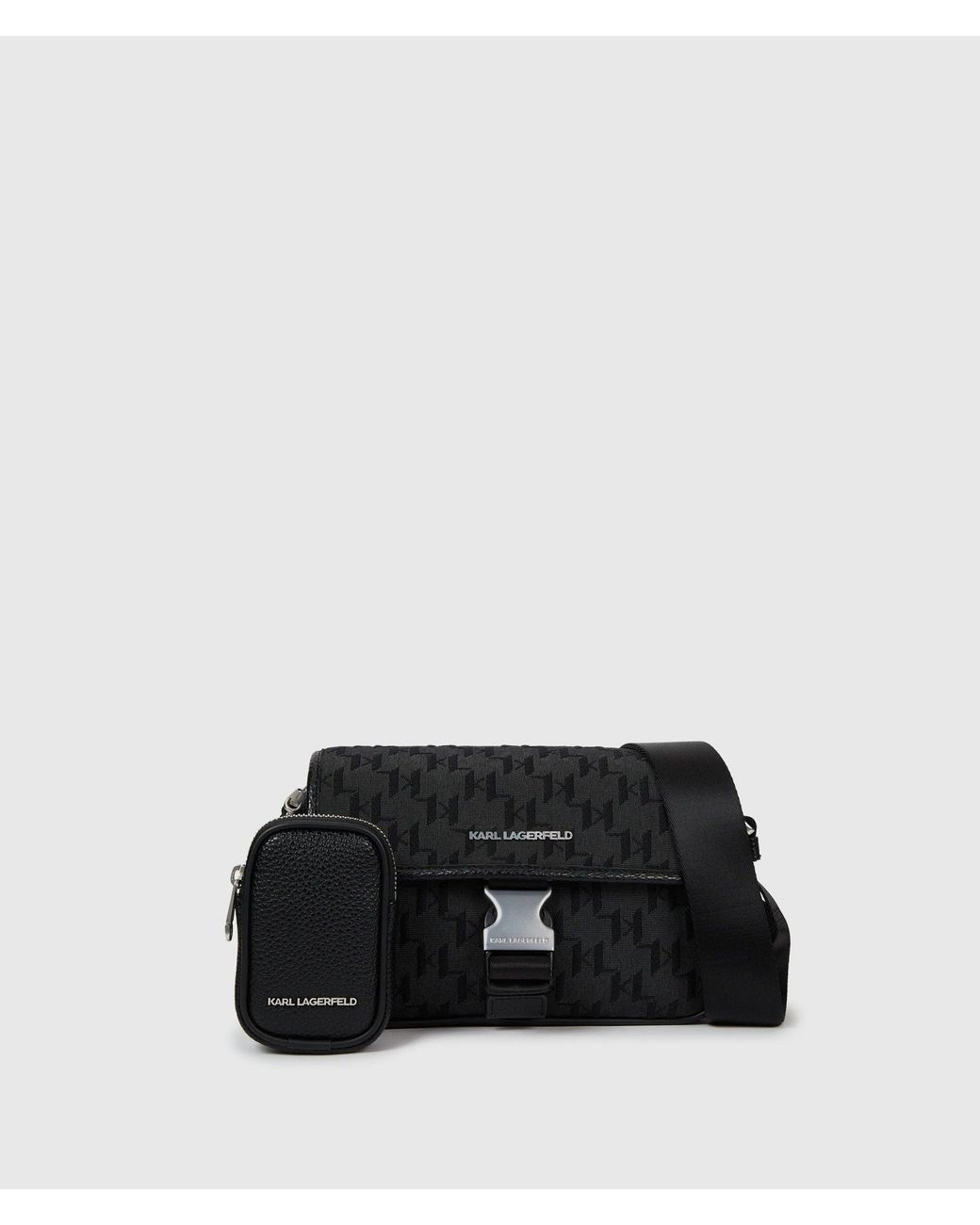 Karl Lagerfeld Black K/Monogram Jacquard Messenger Bag for men