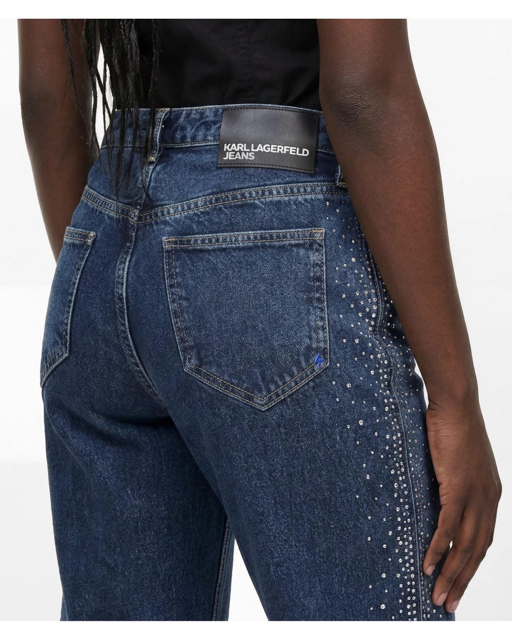 KL Jeans Blue Rhinestone High-Rise Straight Jeans