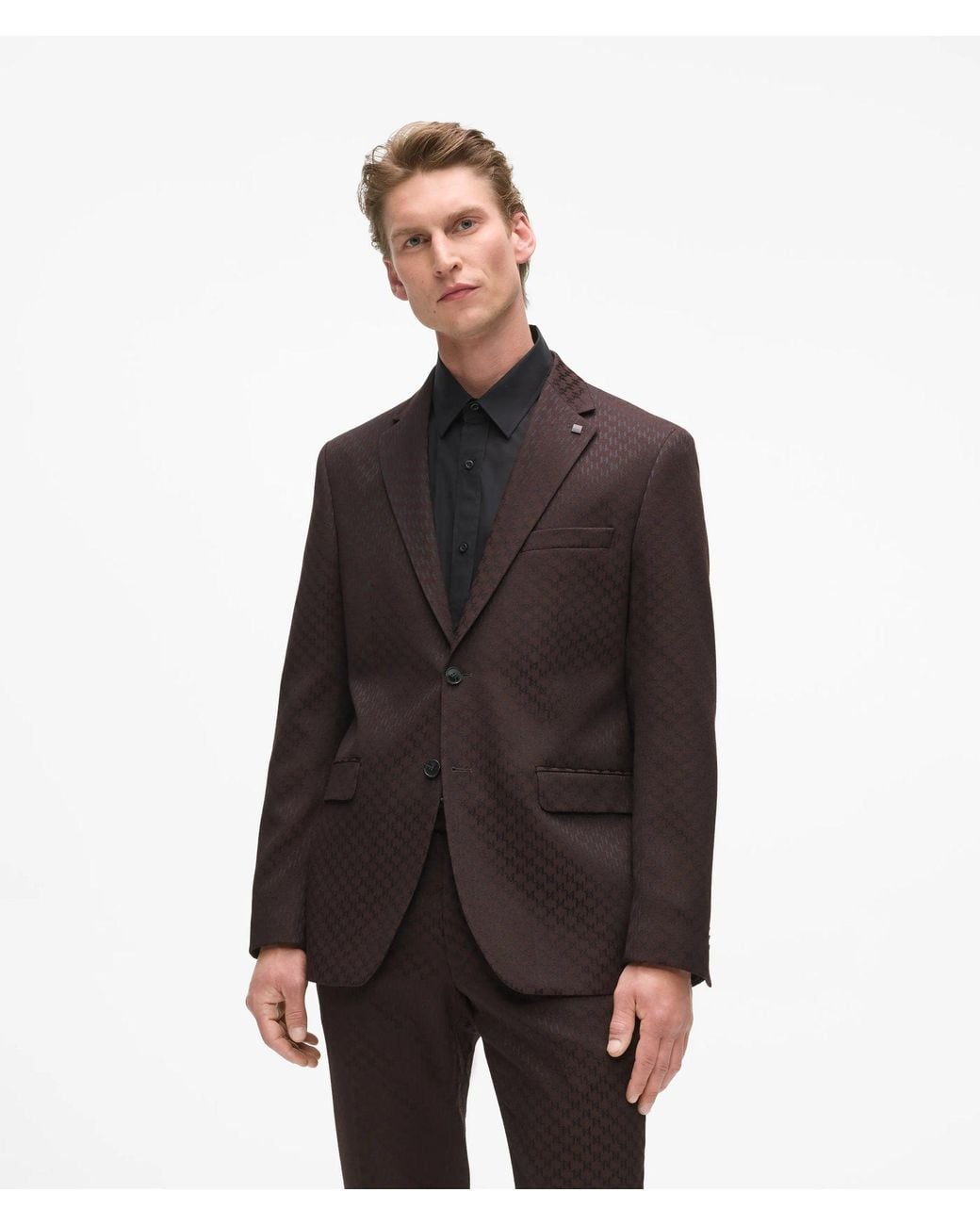 Karl Lagerfeld Brown All-Over Monogram Suit Jacket for men