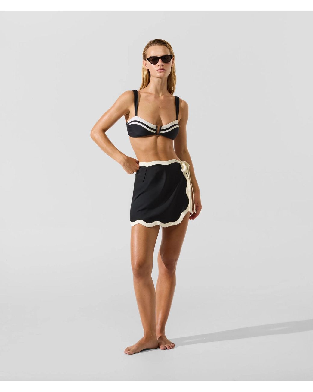 Karl Lagerfeld White Signature Scallop Pareo