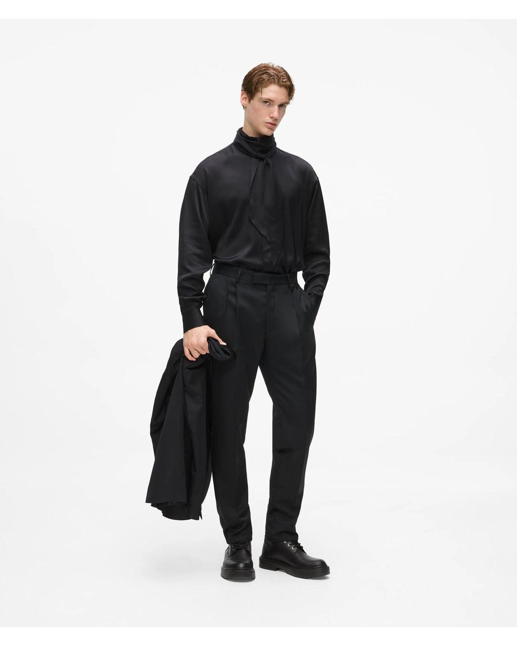 Karl Lagerfeld Black Kl Studio Scarf-Detail Shirt for men
