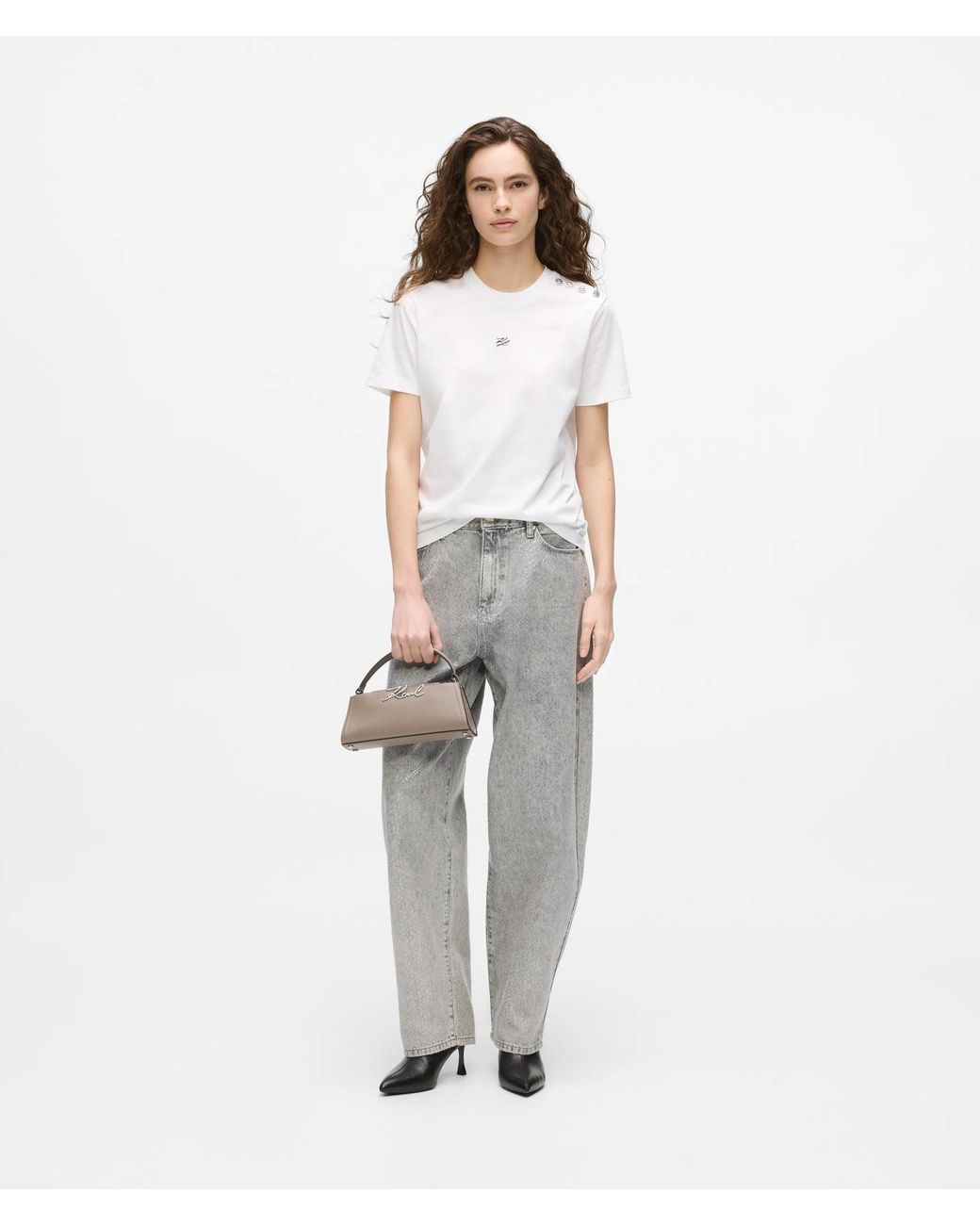 Karl Lagerfeld White Exclusive Button Detail Autograph T-Shirt