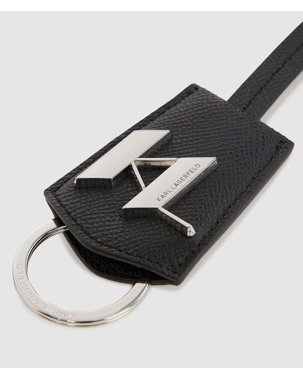 Karl Lagerfeld White K/Monogram Leather Keychain for men